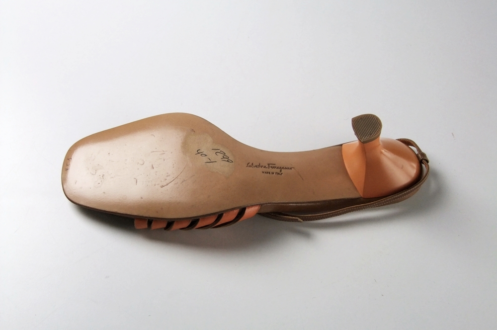 Pair of Vintage Two Tone Salvatore Ferragomo Open Toe Leather Sandals