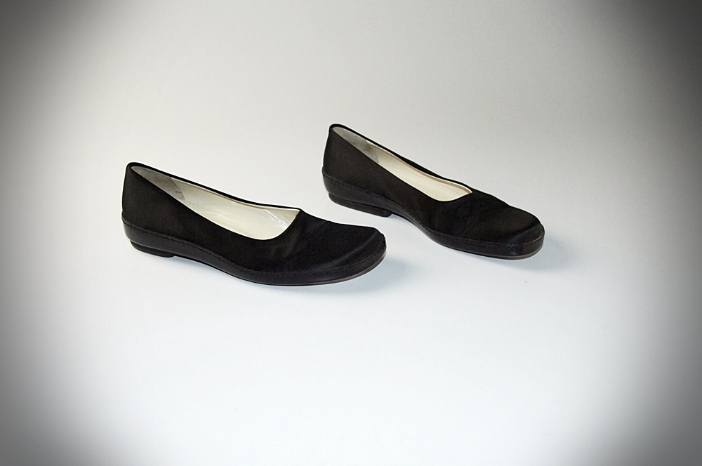  Prada Black Satin and Leather Shoes