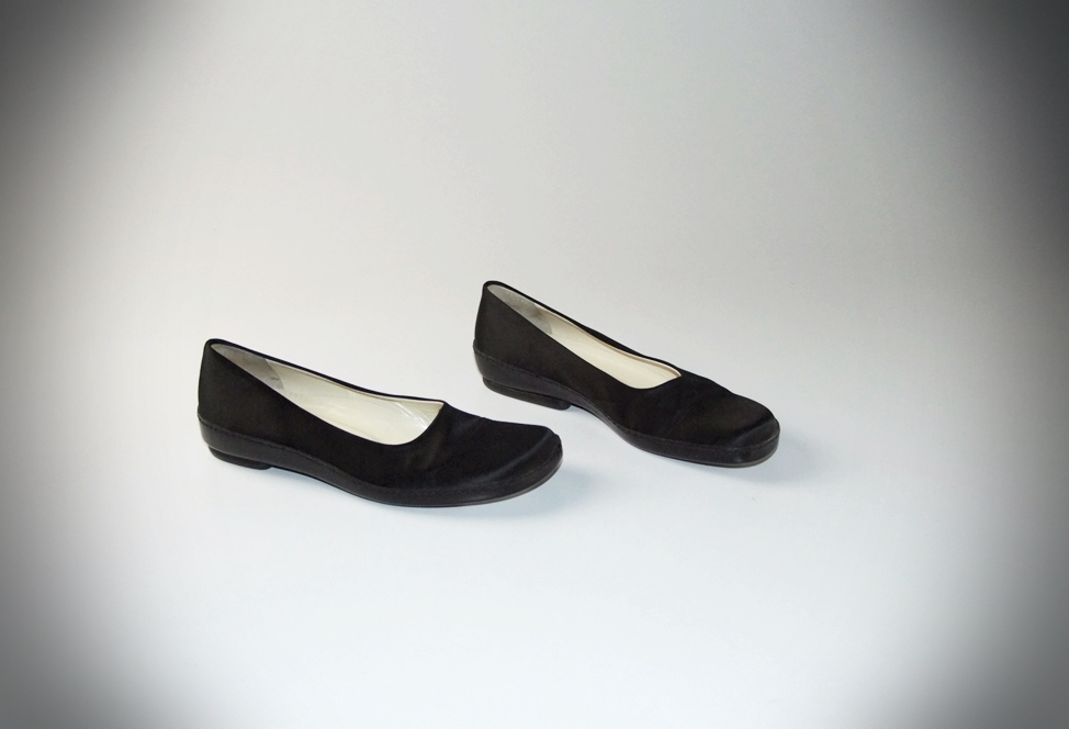  Prada Black Satin and Leather Shoes