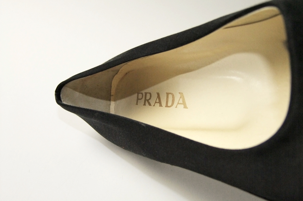  Prada Black Satin and Leather Shoes