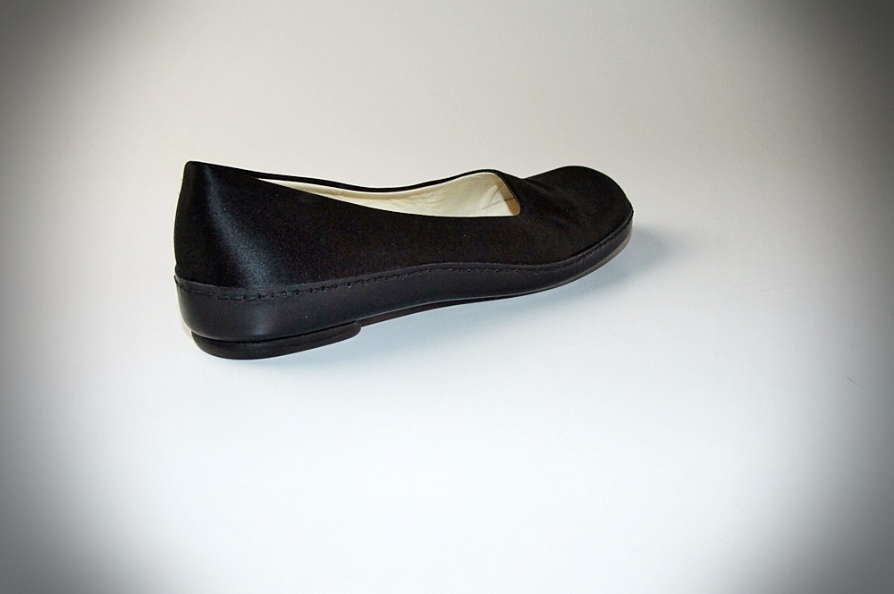  Prada Black Satin and Leather Shoes