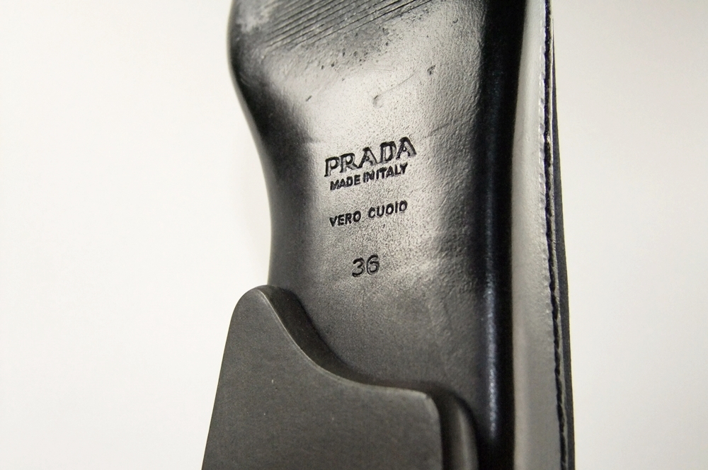  Prada Black Satin and Leather Shoes