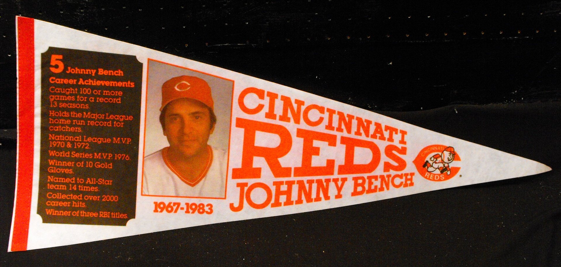 Huge Johnny Bench Cincinnati Reds Lot Of Cards, Pennant, & Souvenir Items