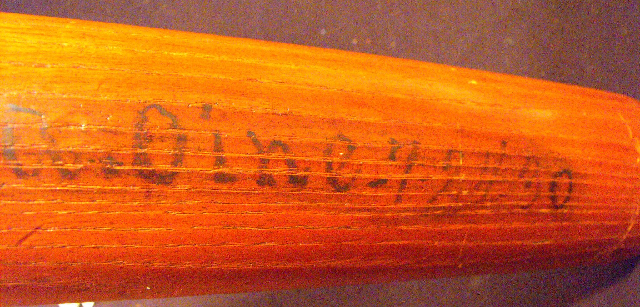 1920s Wood Baseball Bat With Sidewriting