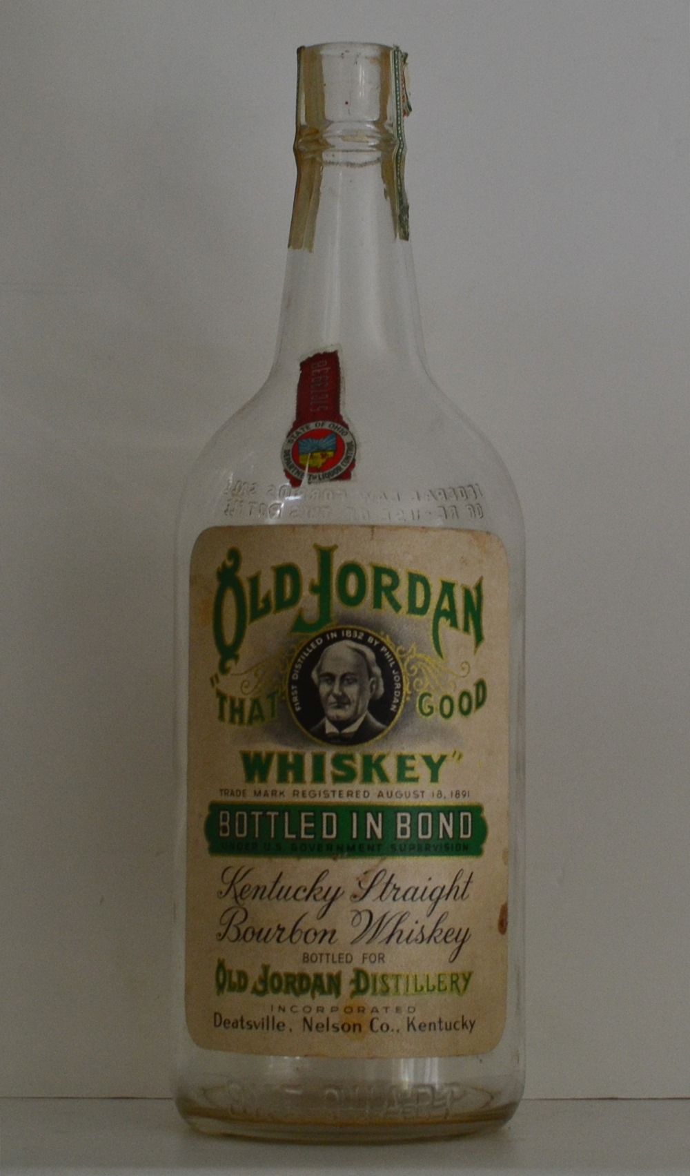 Vintage Old Jordan Whiskey Bottle