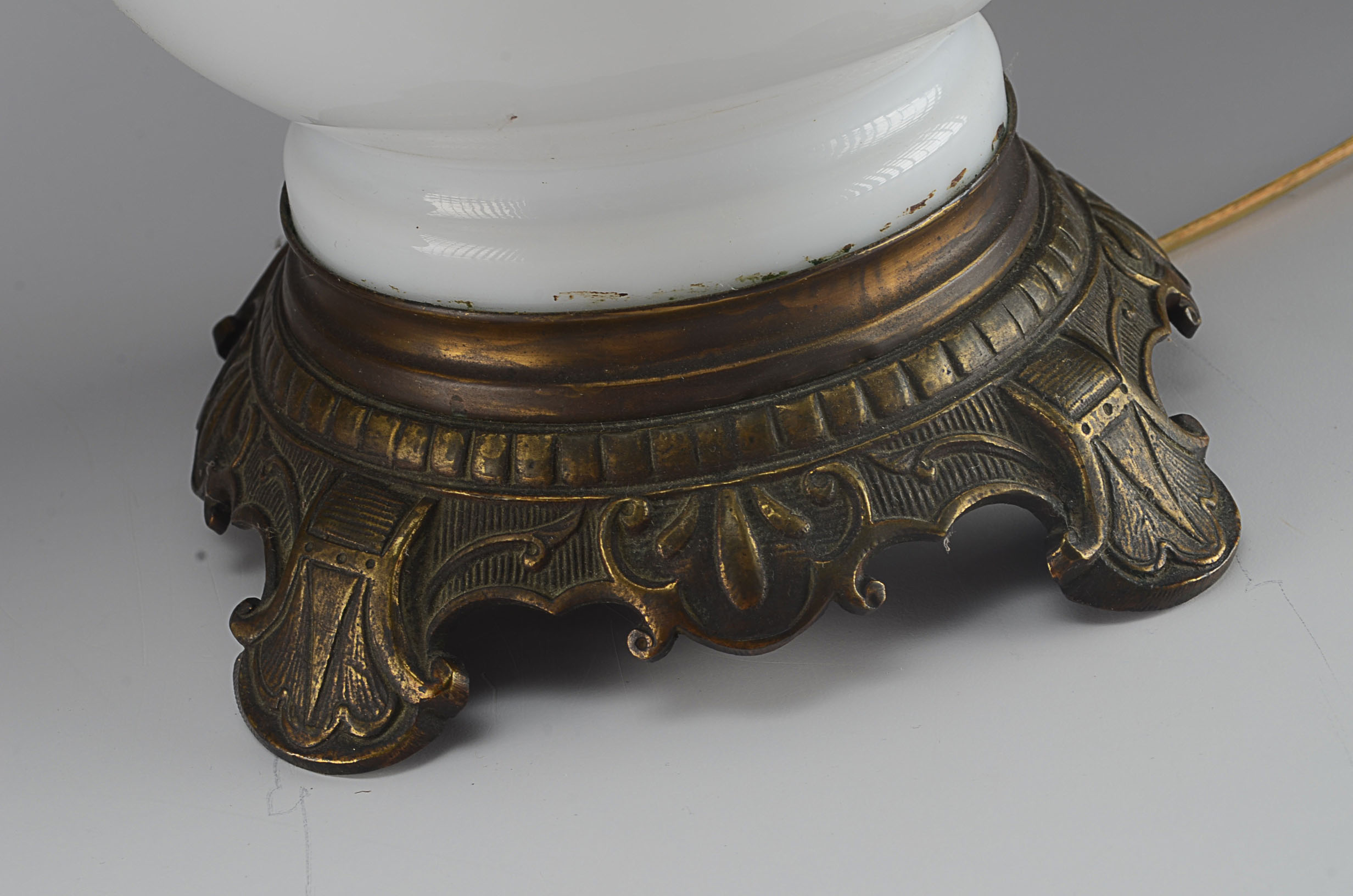 Pair Of White Milk Glass Lamps