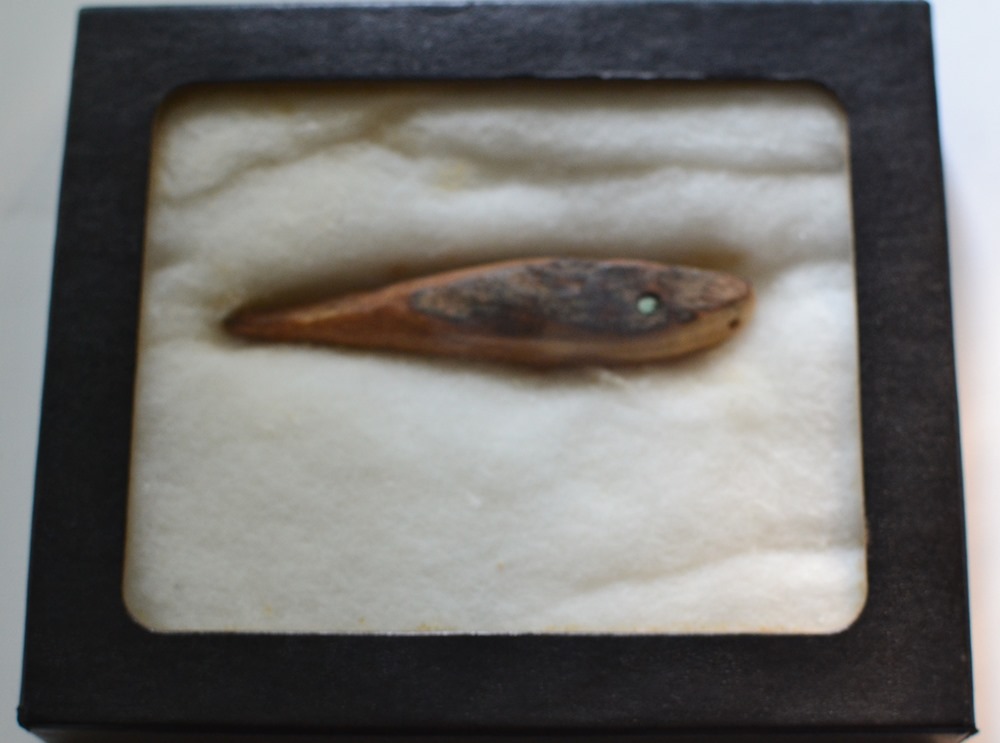 Primitive Alaskan Eskimo Ivory Fishing Lure With Trade Bead Eyes