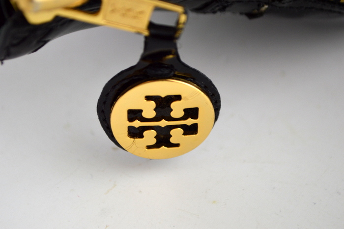 Tory Burch Melrose Black Patent Leather High Heel Ankle Boots Size 8 & Whimsical Change Purse