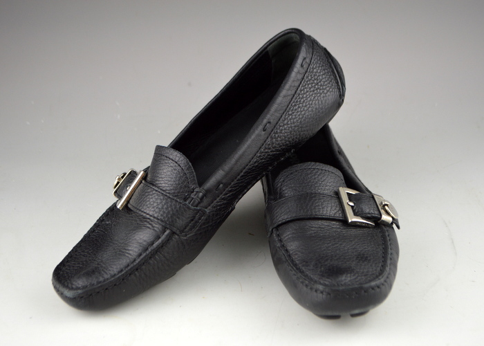 Prada Black Driving Moccasin with Silver Buckle - Size 37.5 (7.5 US)