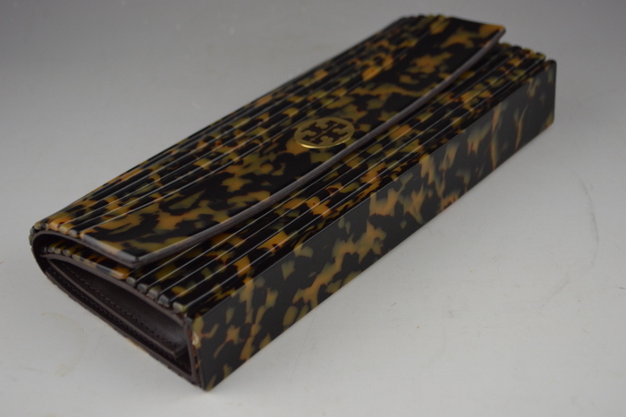 Tory Burch Brown Tortoise Hard Clutch