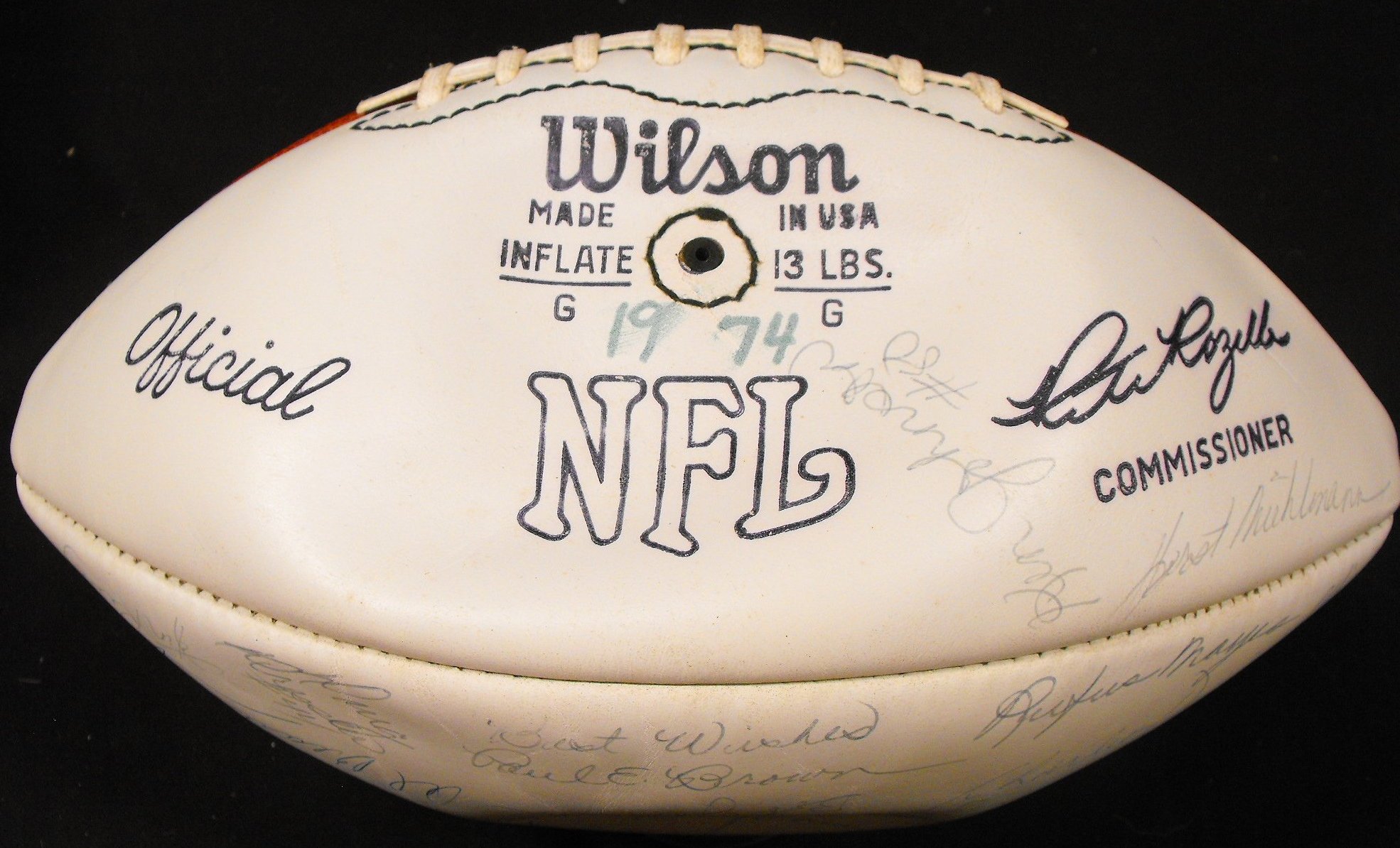 1974 Cincinnati Bengals Team Signed Football (45) Signatures With PAUL BROWN