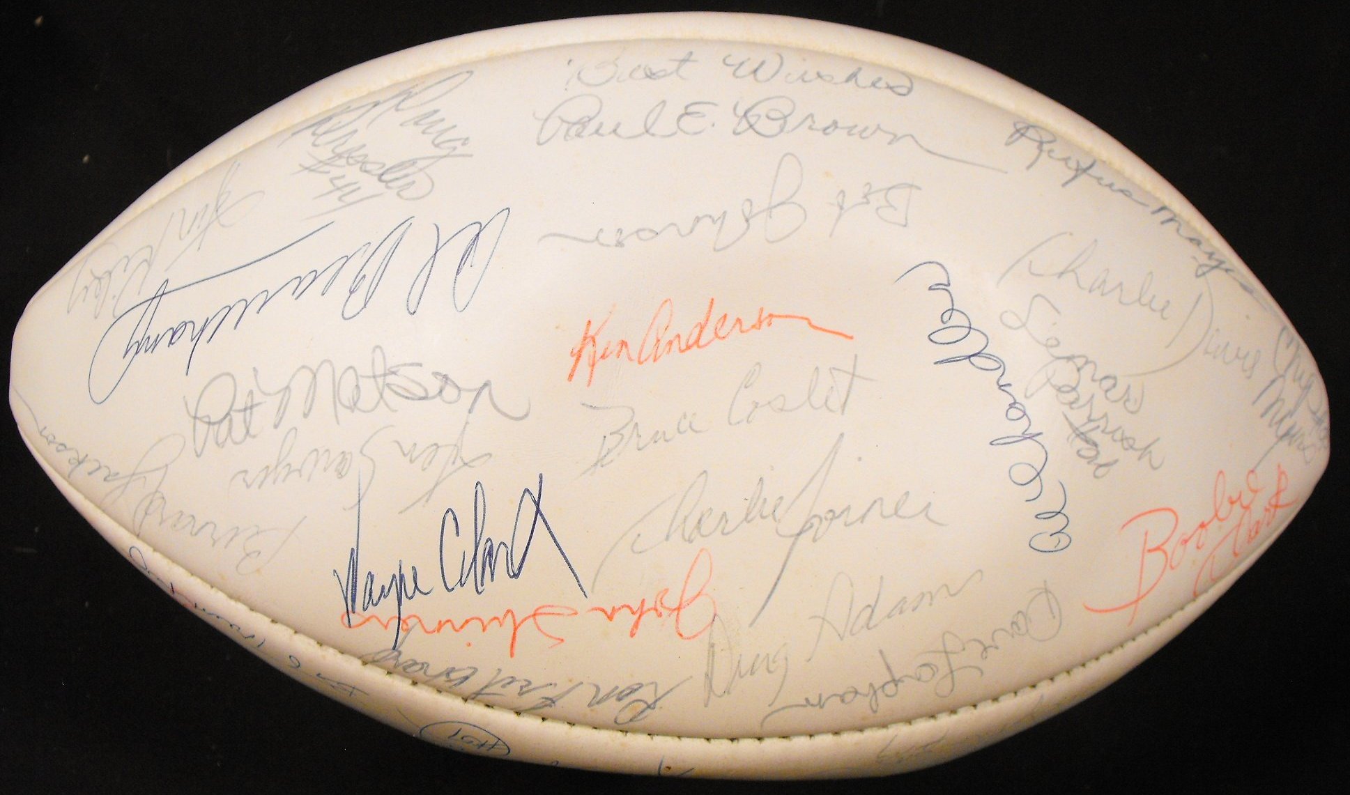 1974 Cincinnati Bengals Team Signed Football (45) Signatures With PAUL BROWN