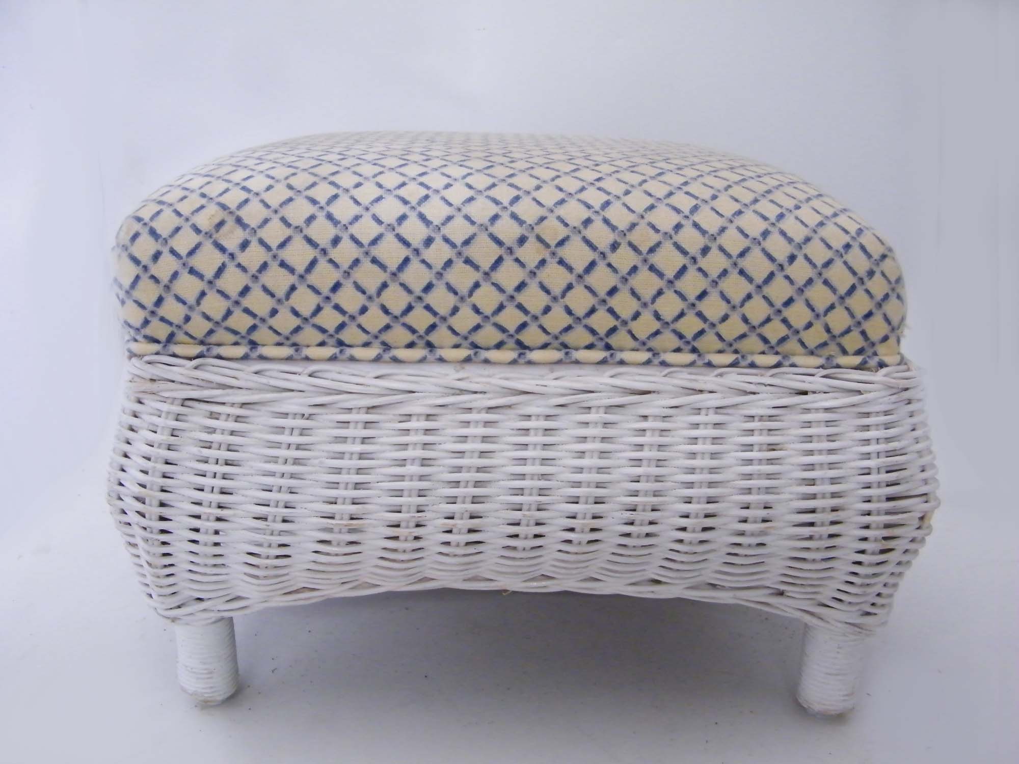 White Wicker Footstool