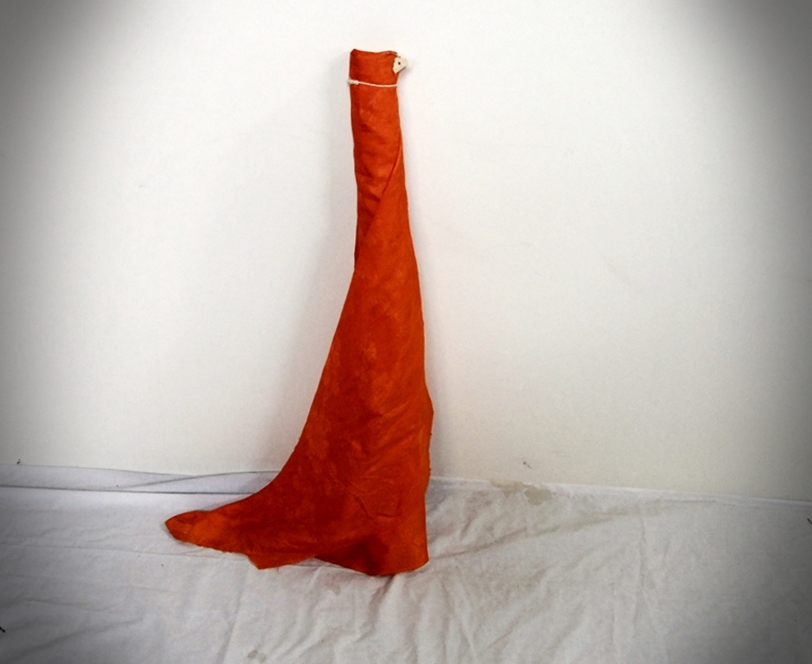 Bolt of Vintage Brocade Style fabric in Mandarin Orange with Cherry Blossoms