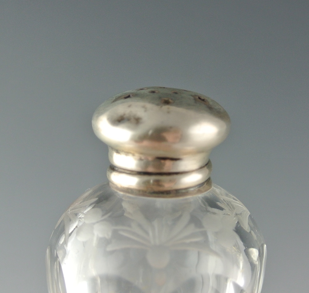 Antique Sterling Capped Salt & Pepper with Salt Cellars