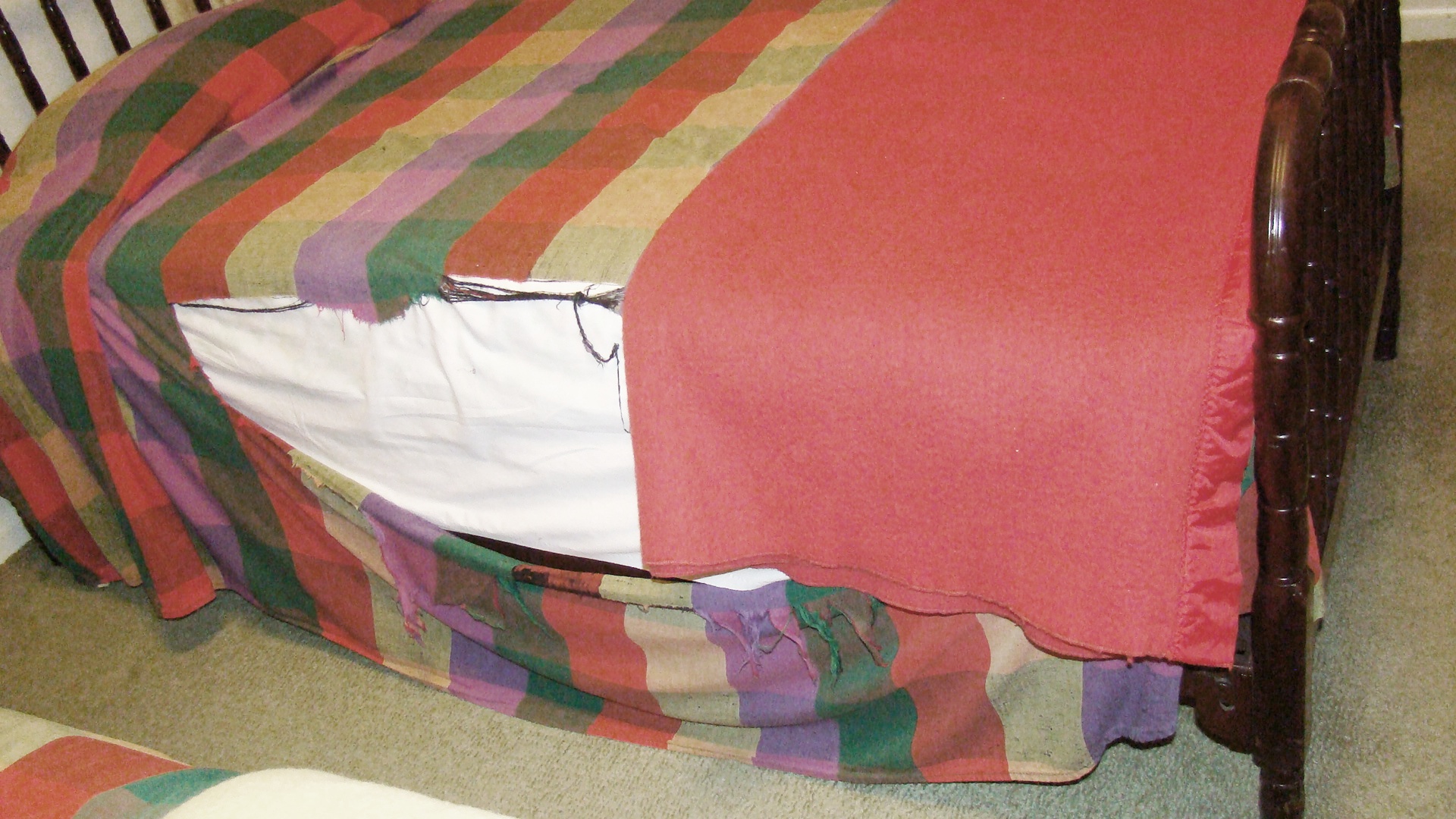 Set of Vintage Twin Beds With Bedding.