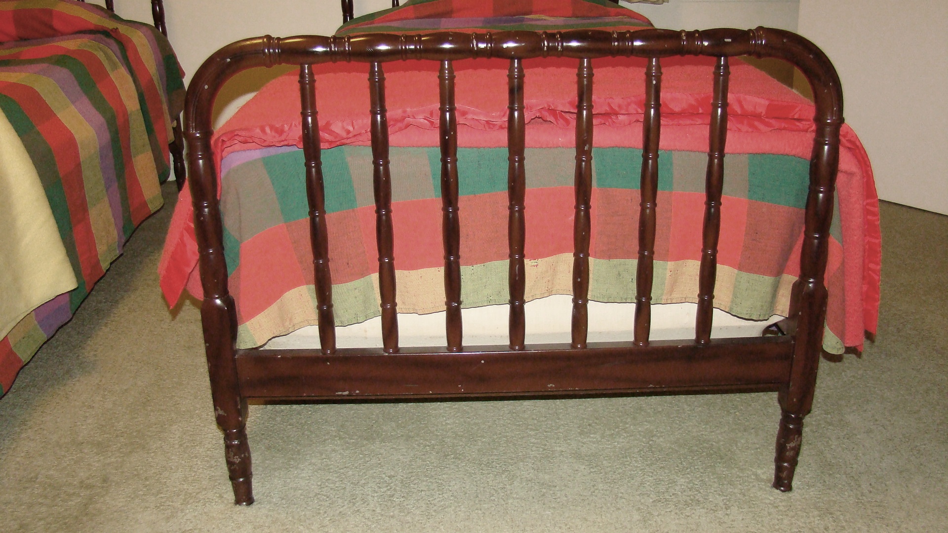 Set of Vintage Twin Beds With Bedding.