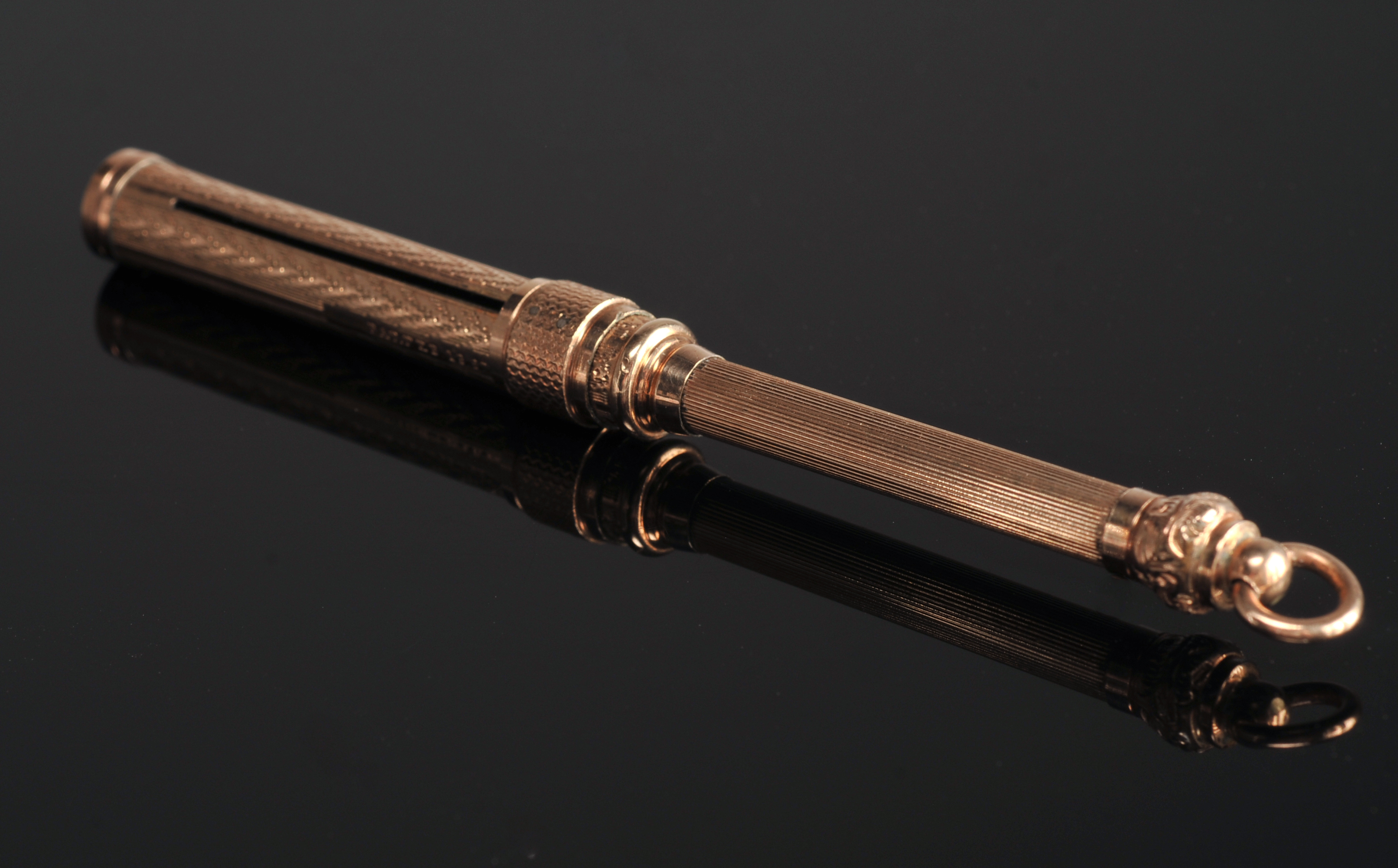 Vintage Gold Tone Retractable Pencil Pendant