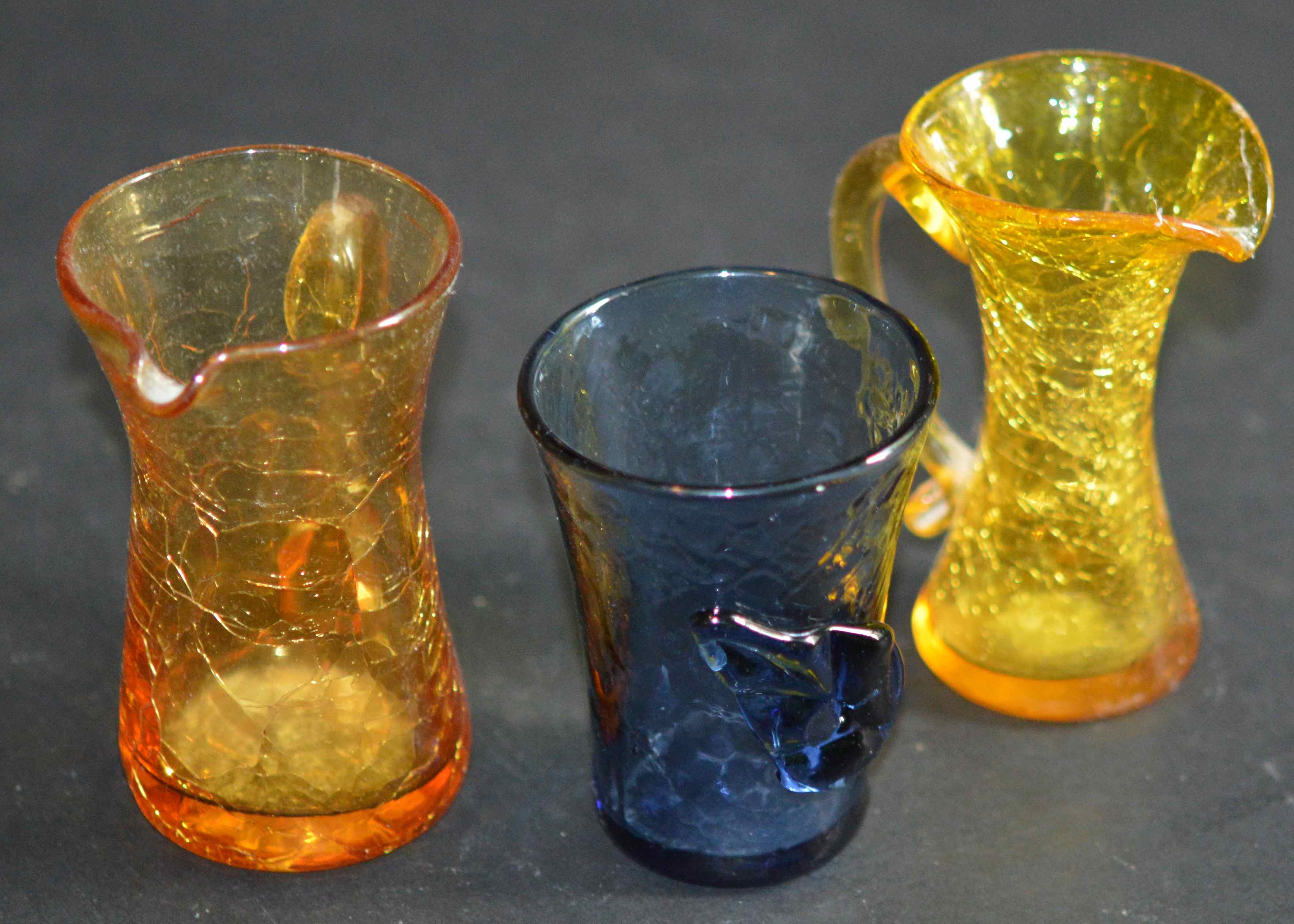 3 Crackle Glass Pieces