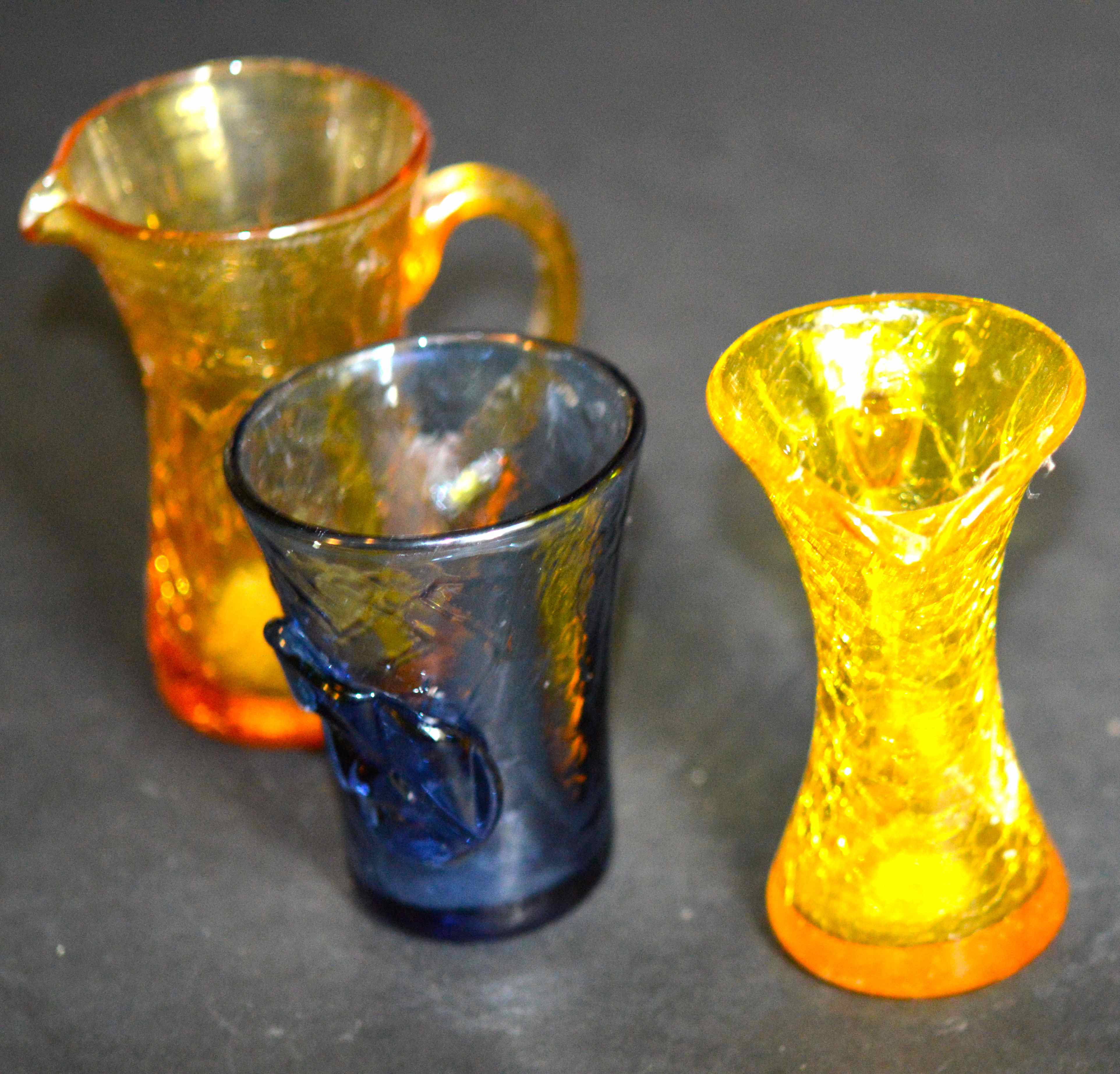 3 Crackle Glass Pieces