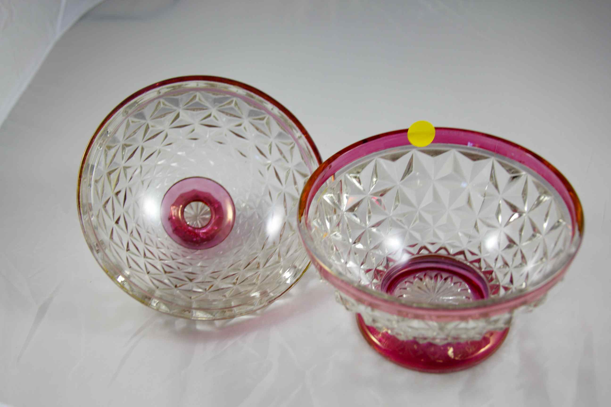 Cranberry Pressed Glass Covered Dish