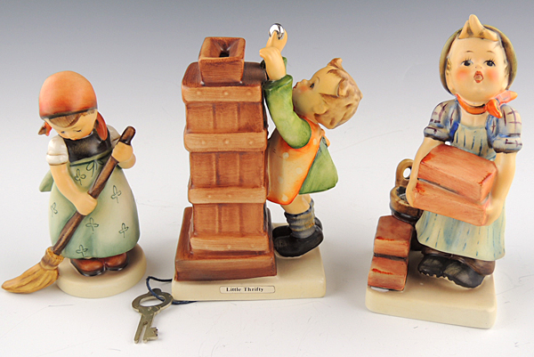 Hummel "Little Thrifty," "Little Sweeper," and "The Builder"