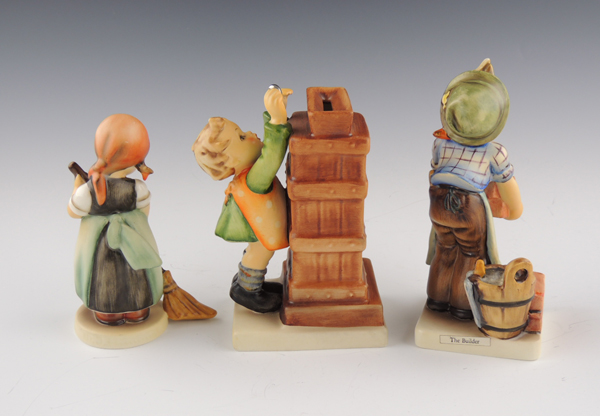 Hummel "Little Thrifty," "Little Sweeper," and "The Builder"