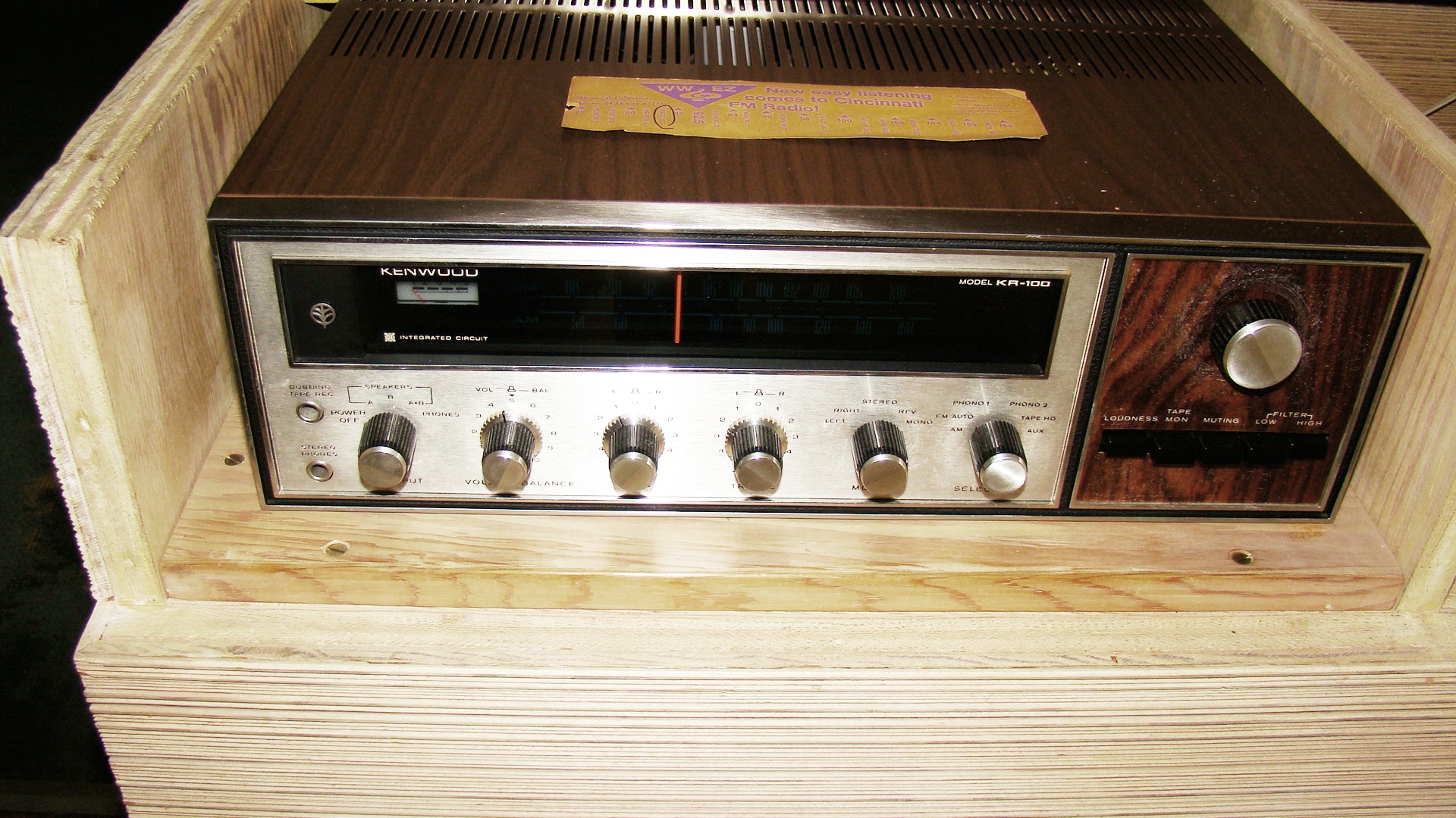 Vintage Kenwood Receiver and Garrad Record Player With Two Speakers