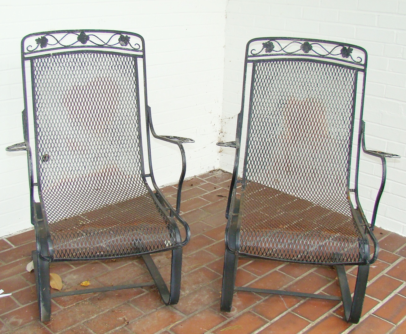 Pair of Vintage Wrought Iron Out Door Chairs
