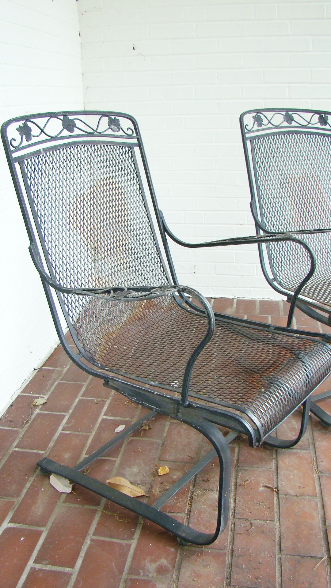 Pair of Vintage Wrought Iron Out Door Chairs