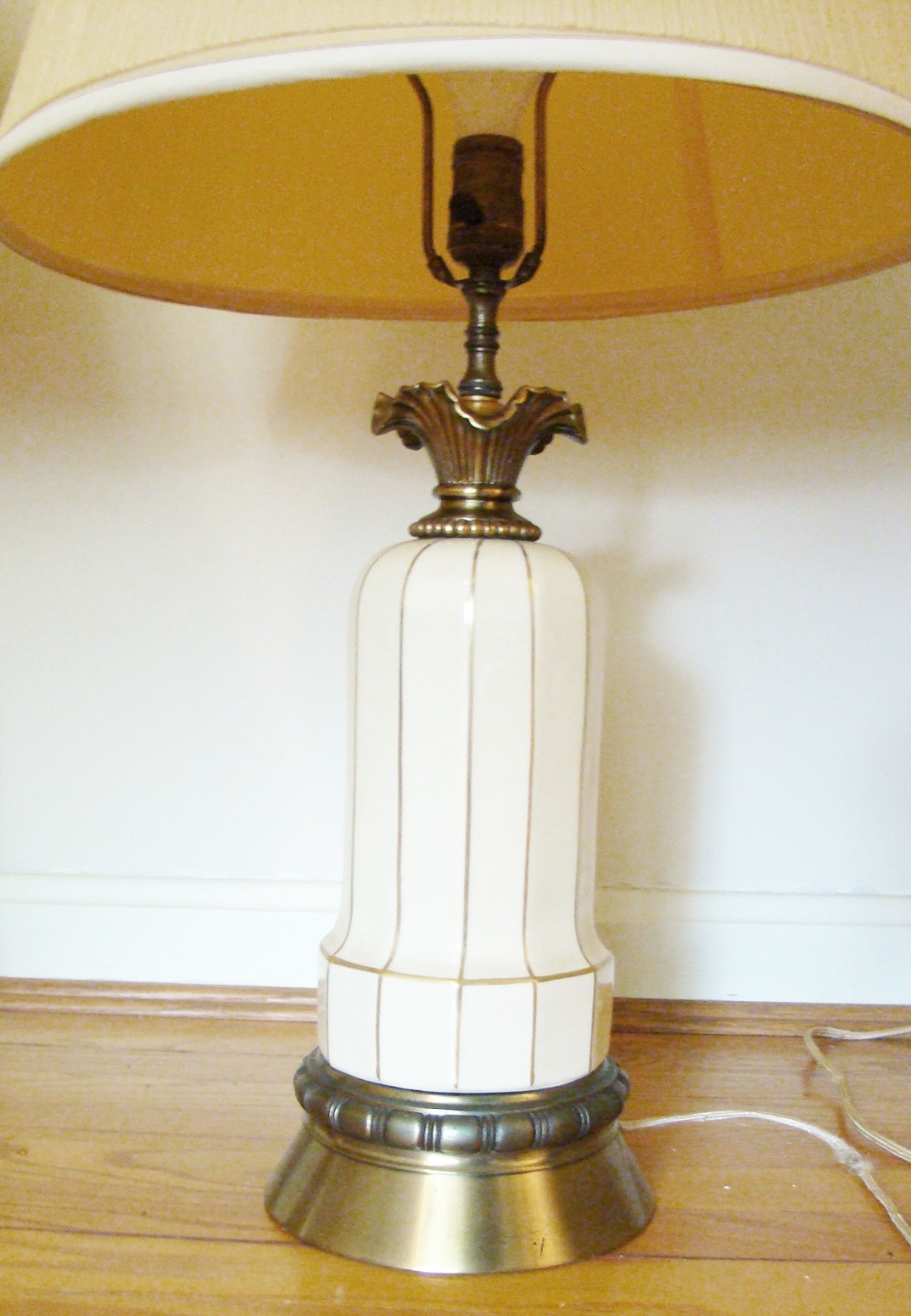 Pair of Vintage Brass Ceramic Lamps