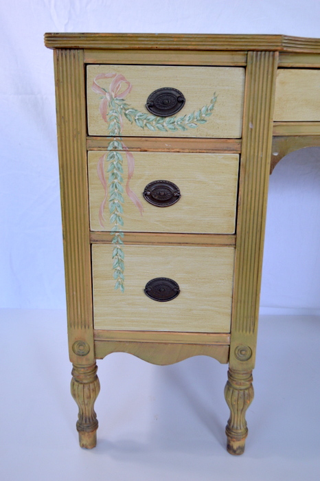 Painted Vintage English Mahogany Desk 