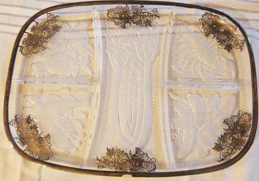 Silver Rimed Horderves Plate  