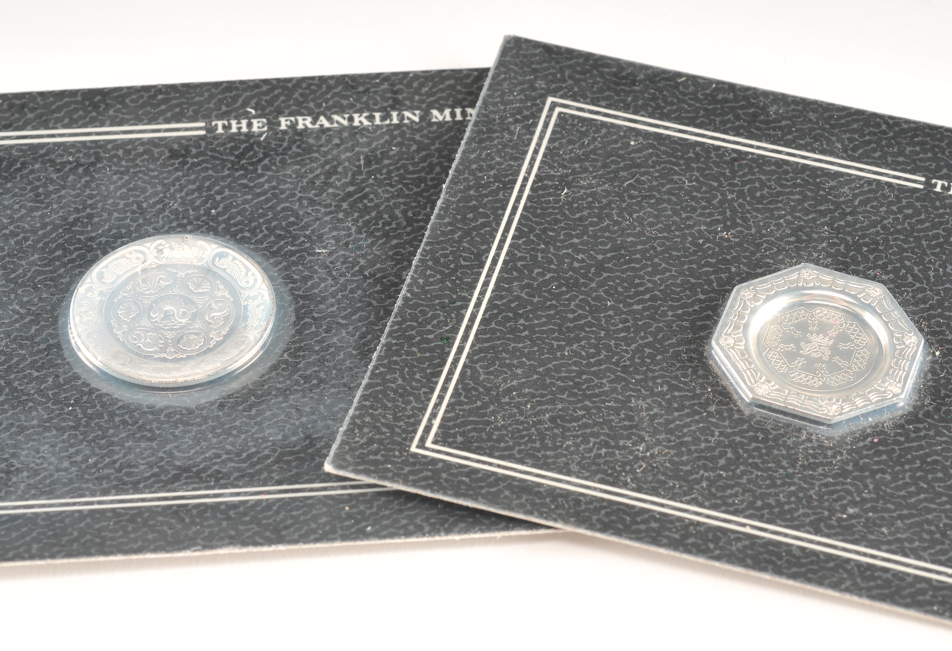 Franklin Mint Antique English Silver Miniature Plate Collection plates