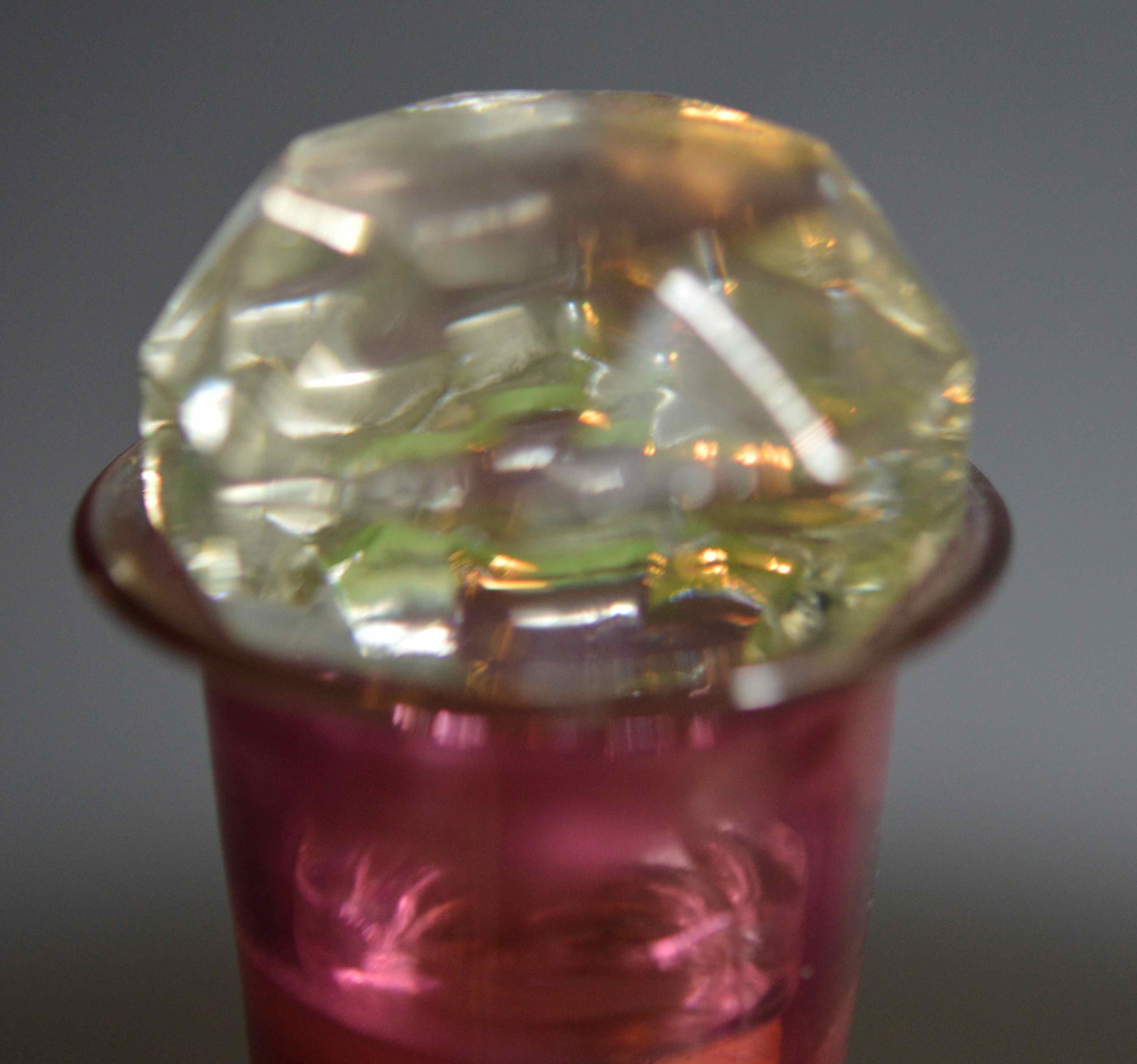 Vintage Etched Wheel Cut Red Glass Cruet