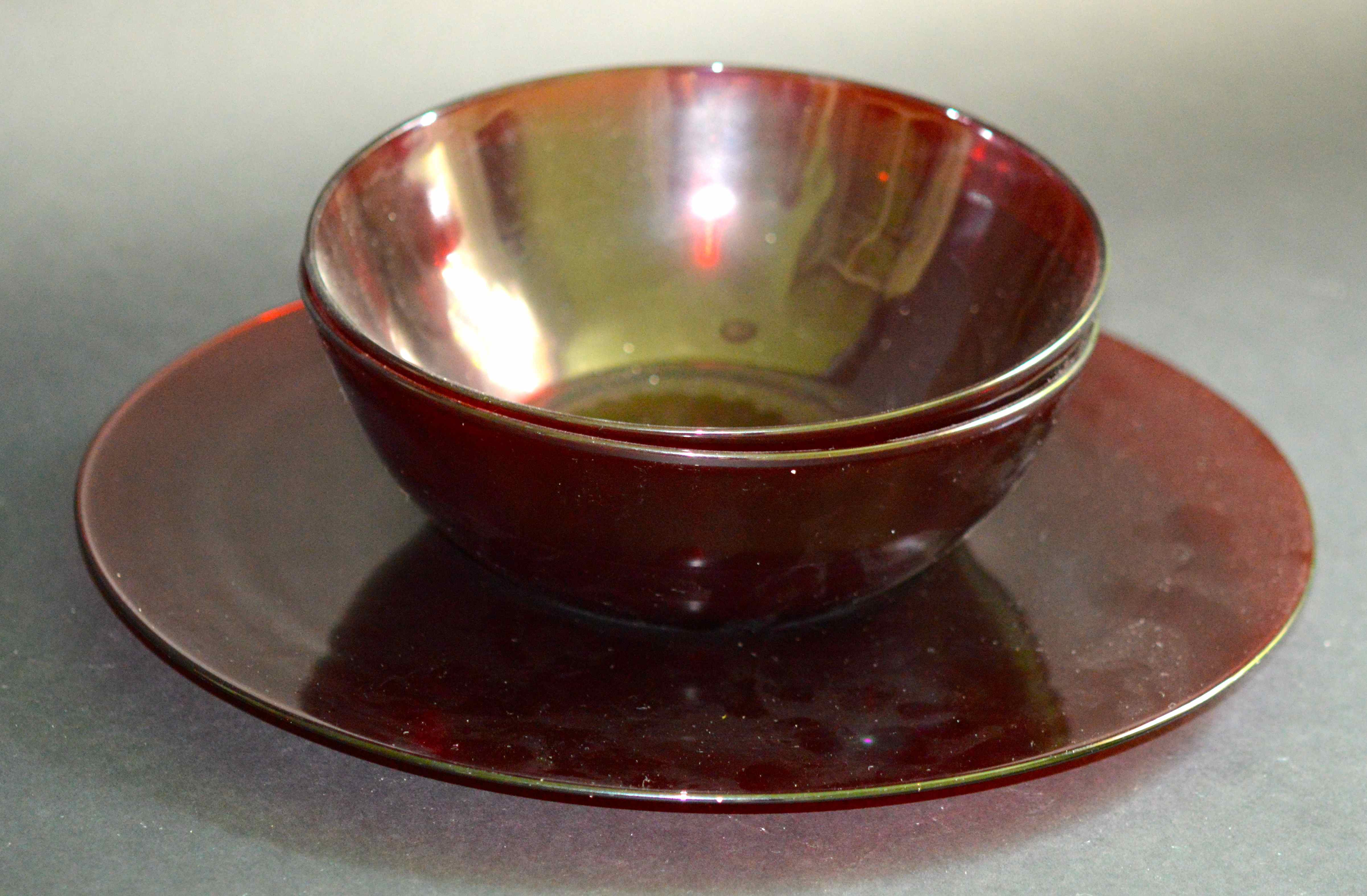 Pigeon Blood Platter and Bowls