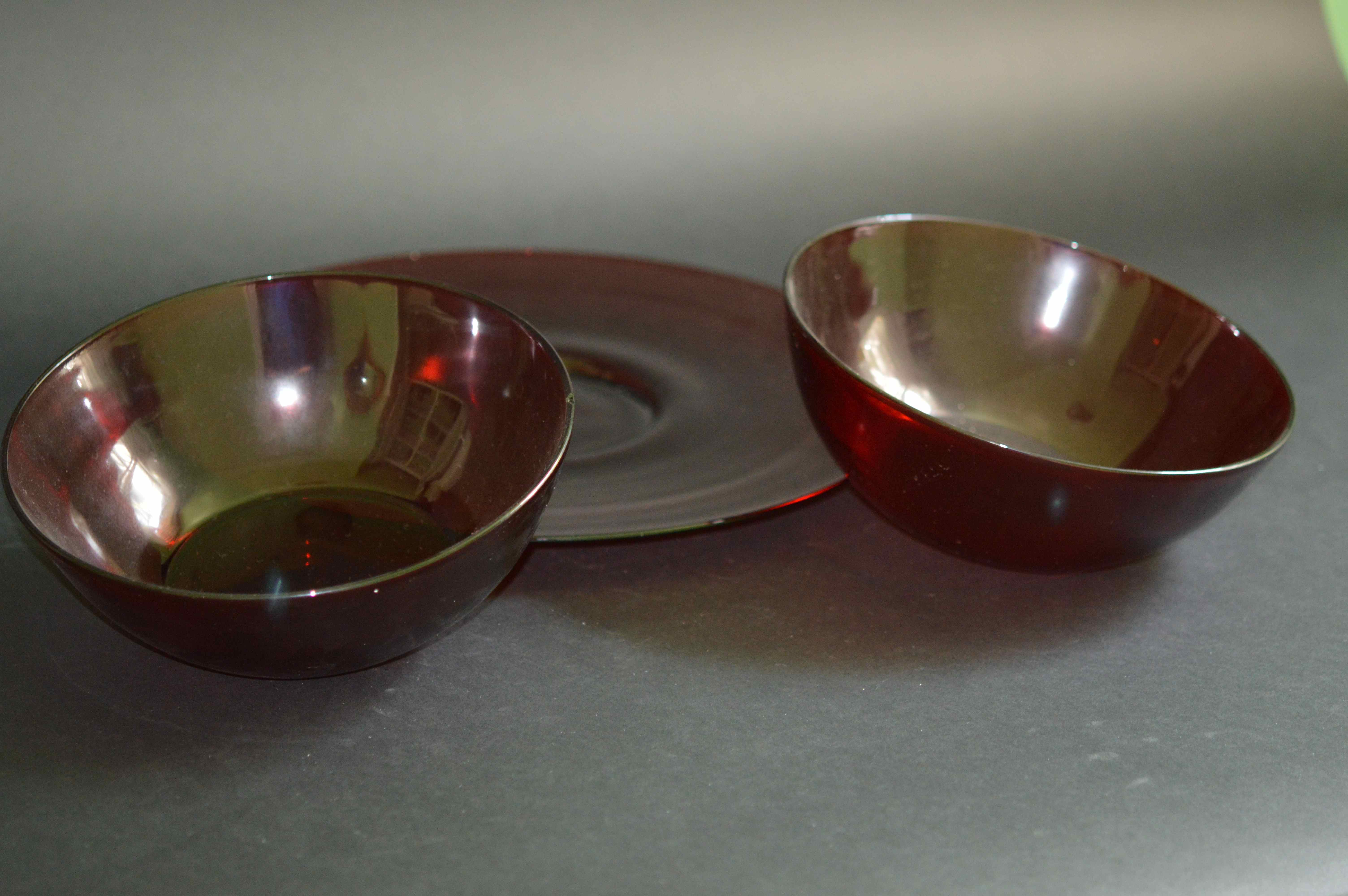 Pigeon Blood Platter and Bowls