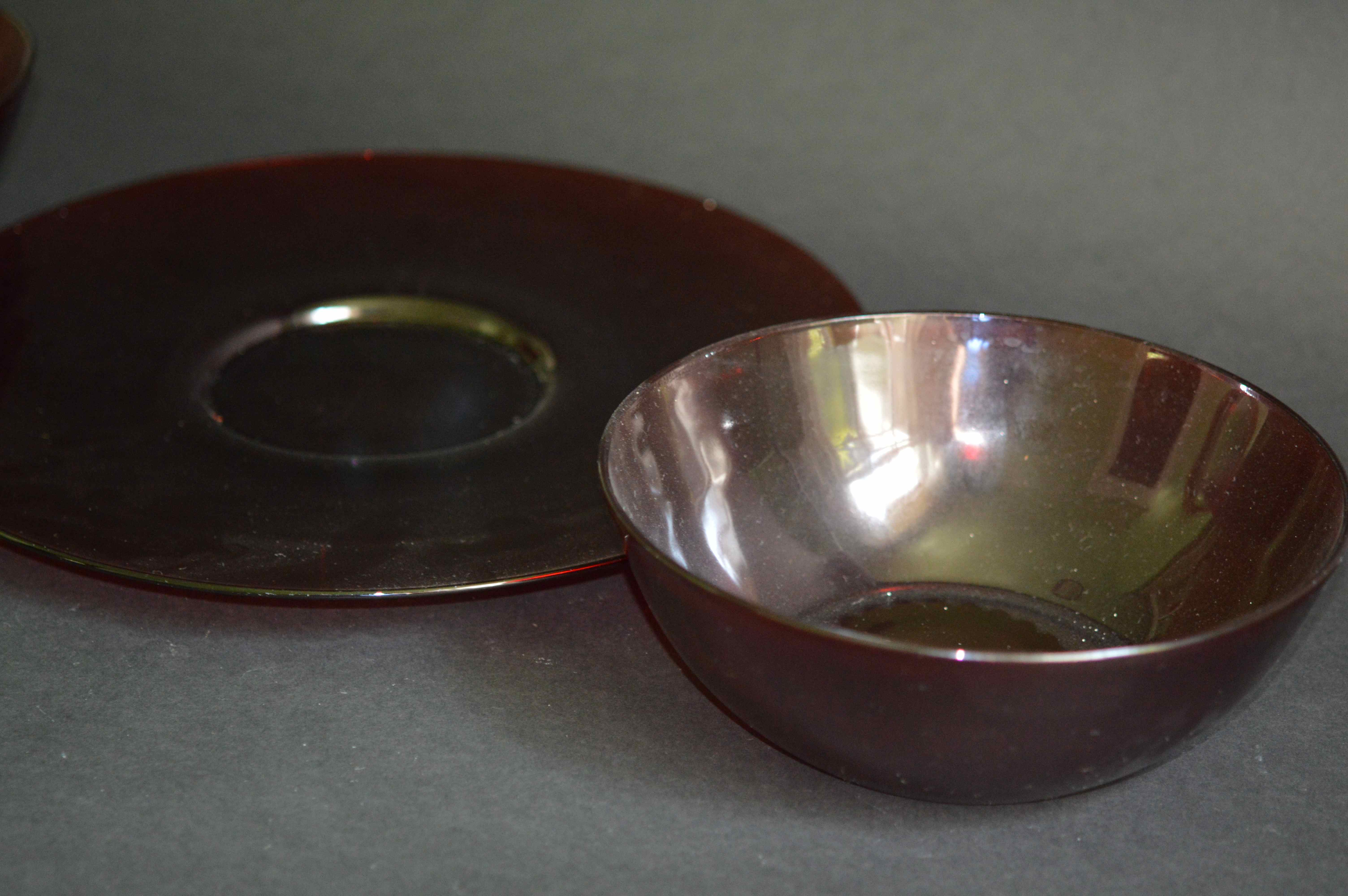 Pigeon Blood Platter and Bowls
