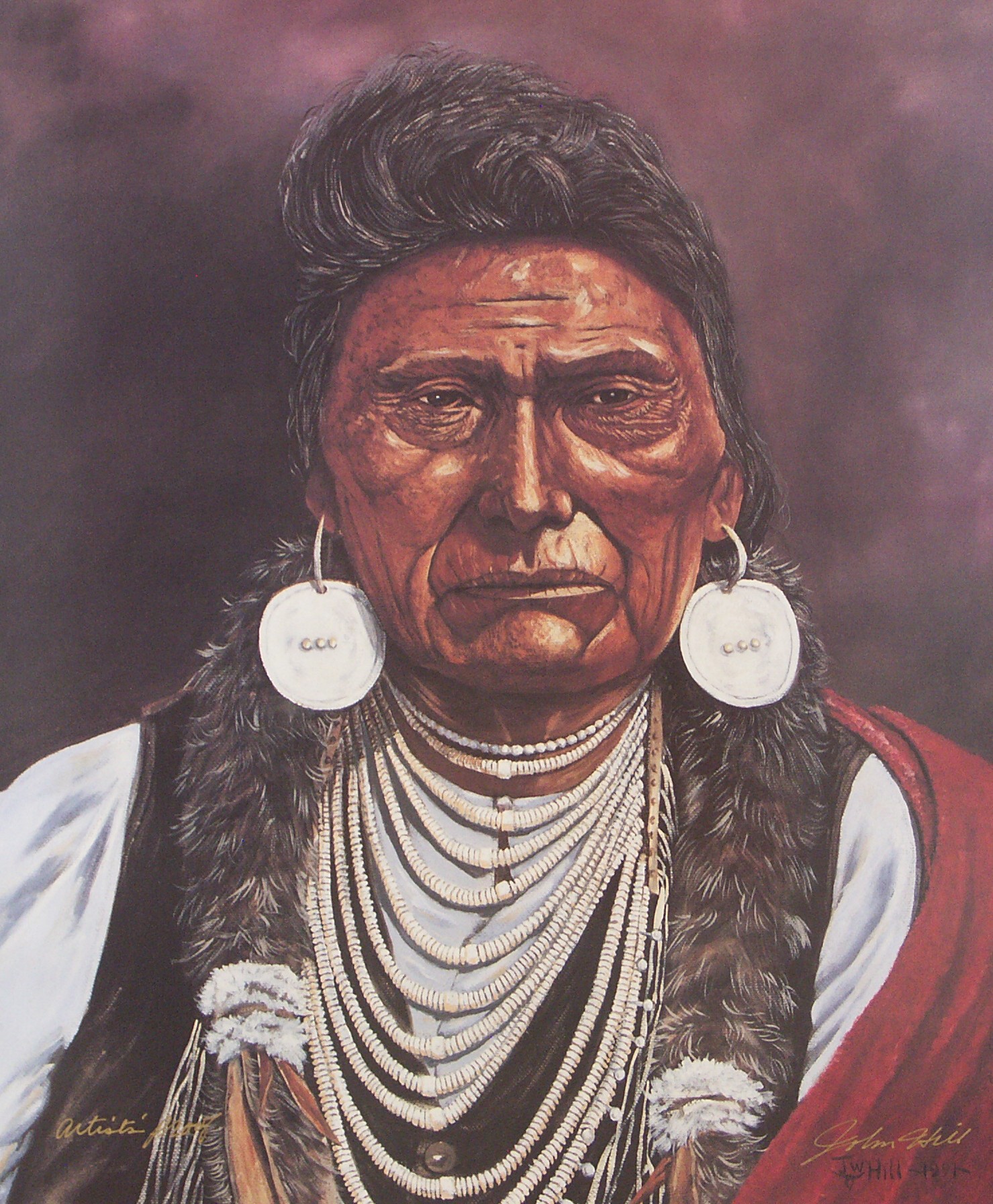 John W. Hill Framed Lithograph "Chief Joseph" Signed Artist Proof