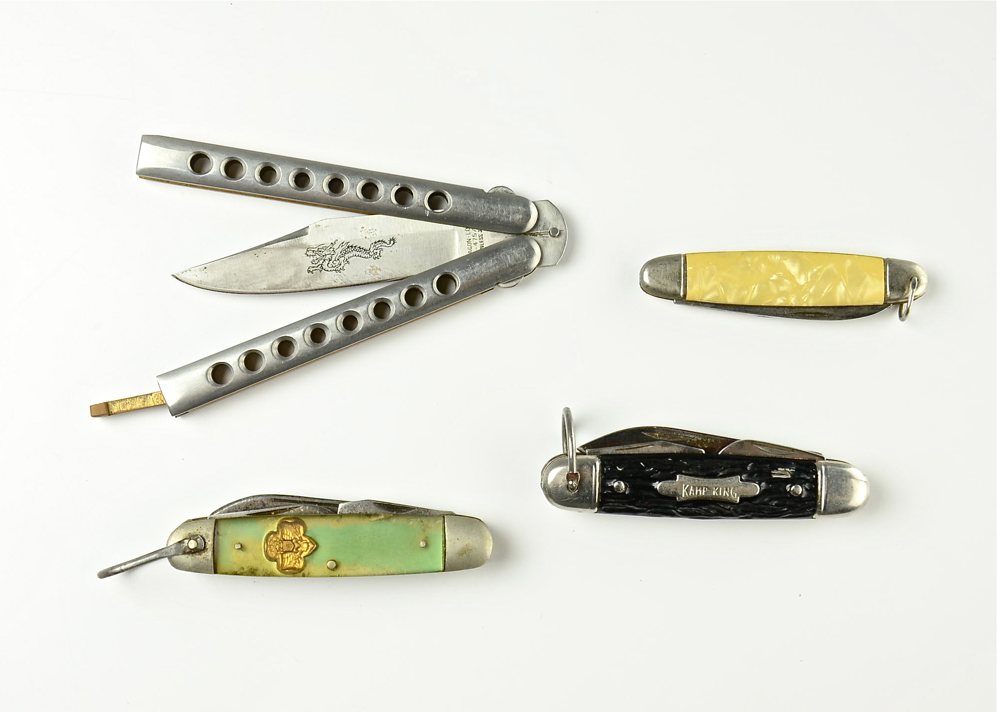 Group of (4) various pocket knives.