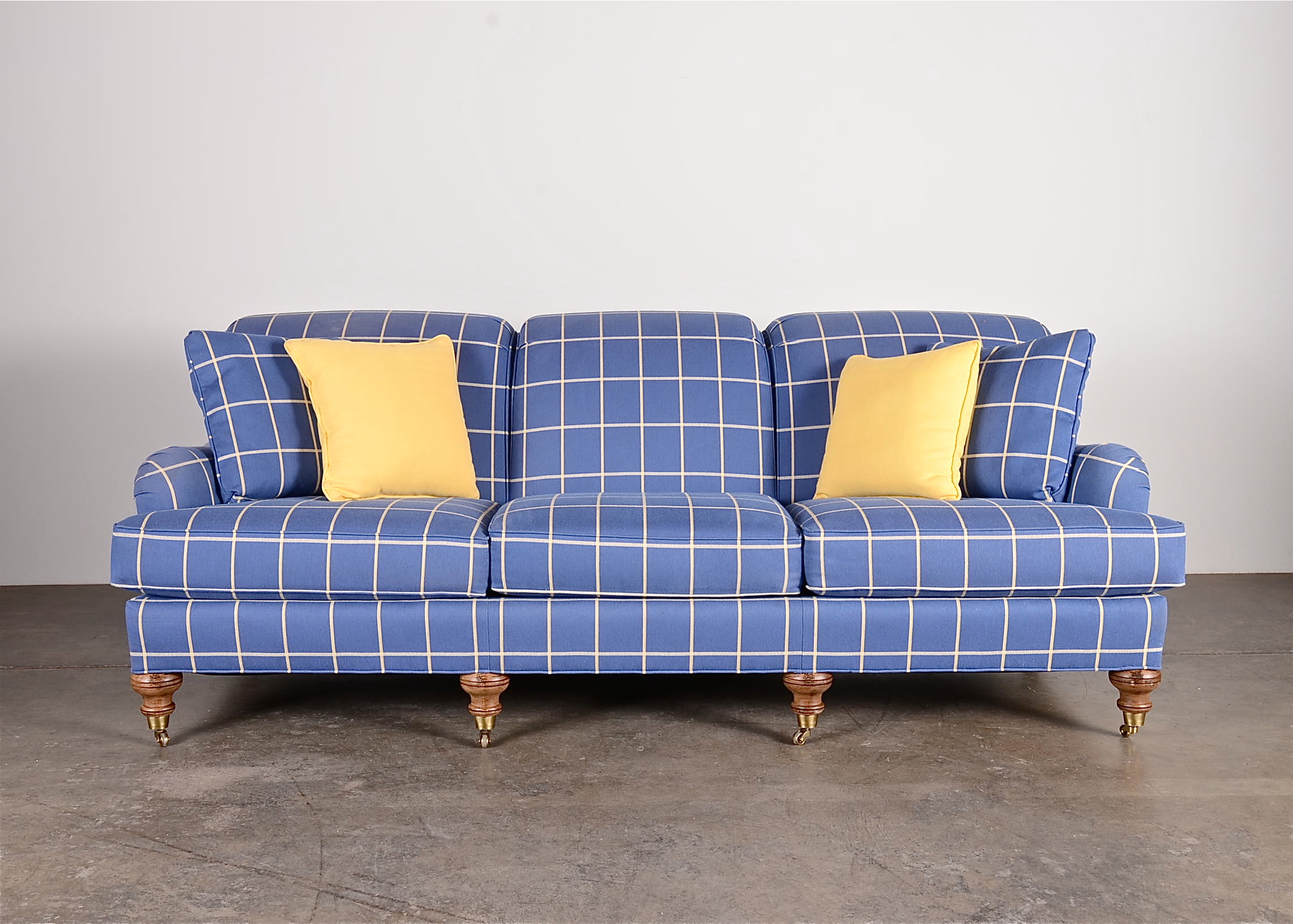 Blue and Yellow Plaid Sofa