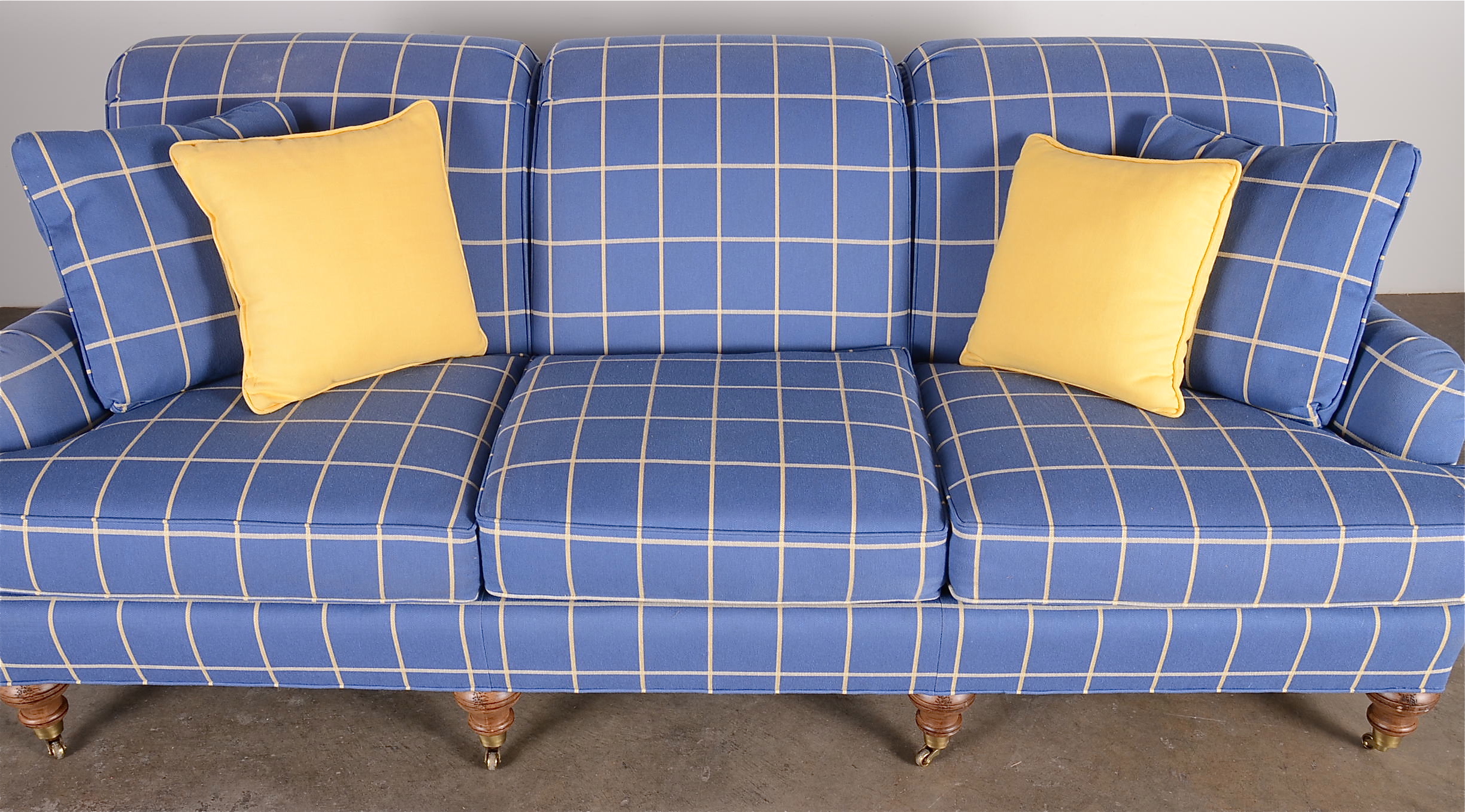 Blue and Yellow Plaid Sofa