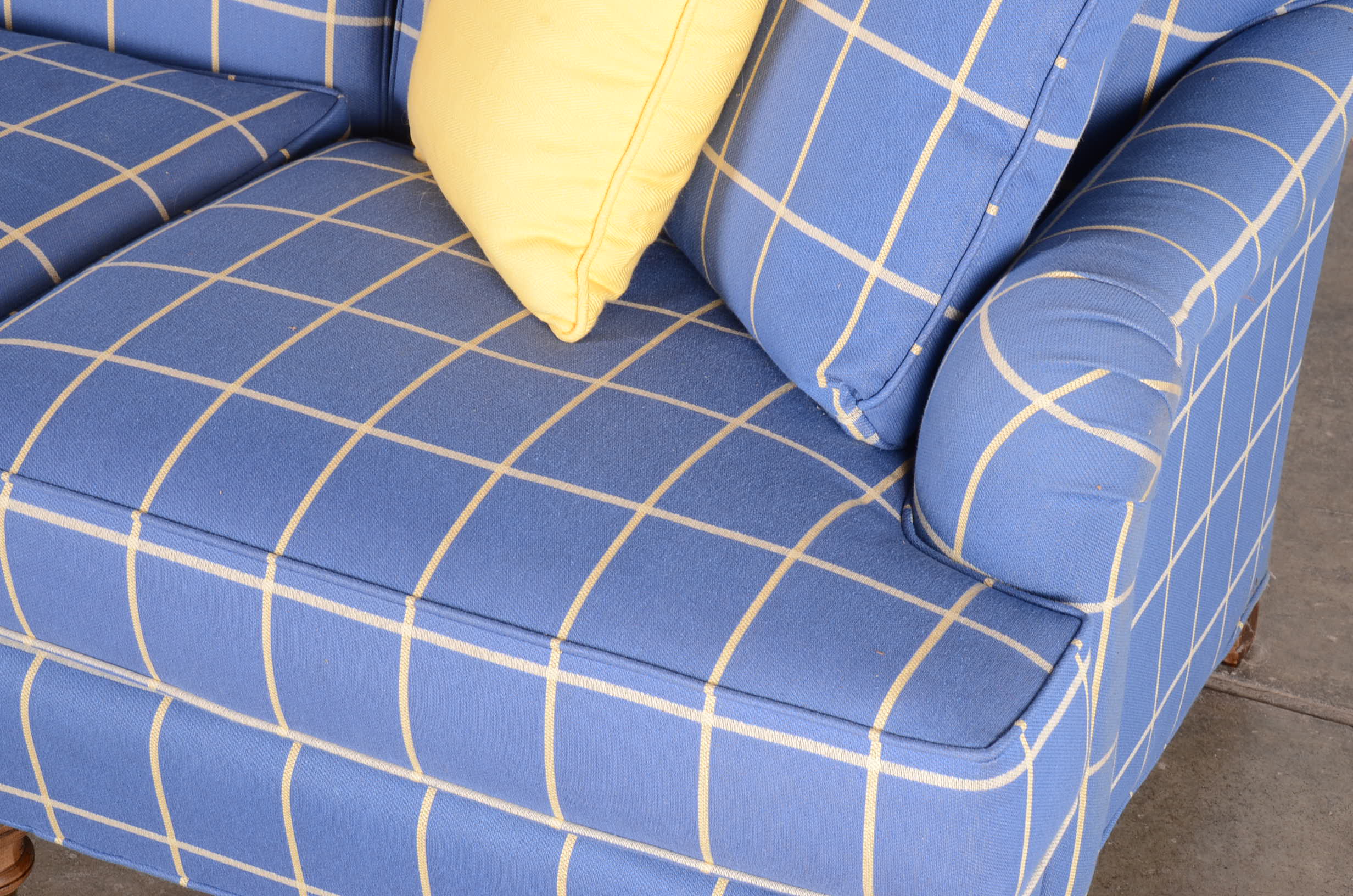 Blue and Yellow Plaid Sofa