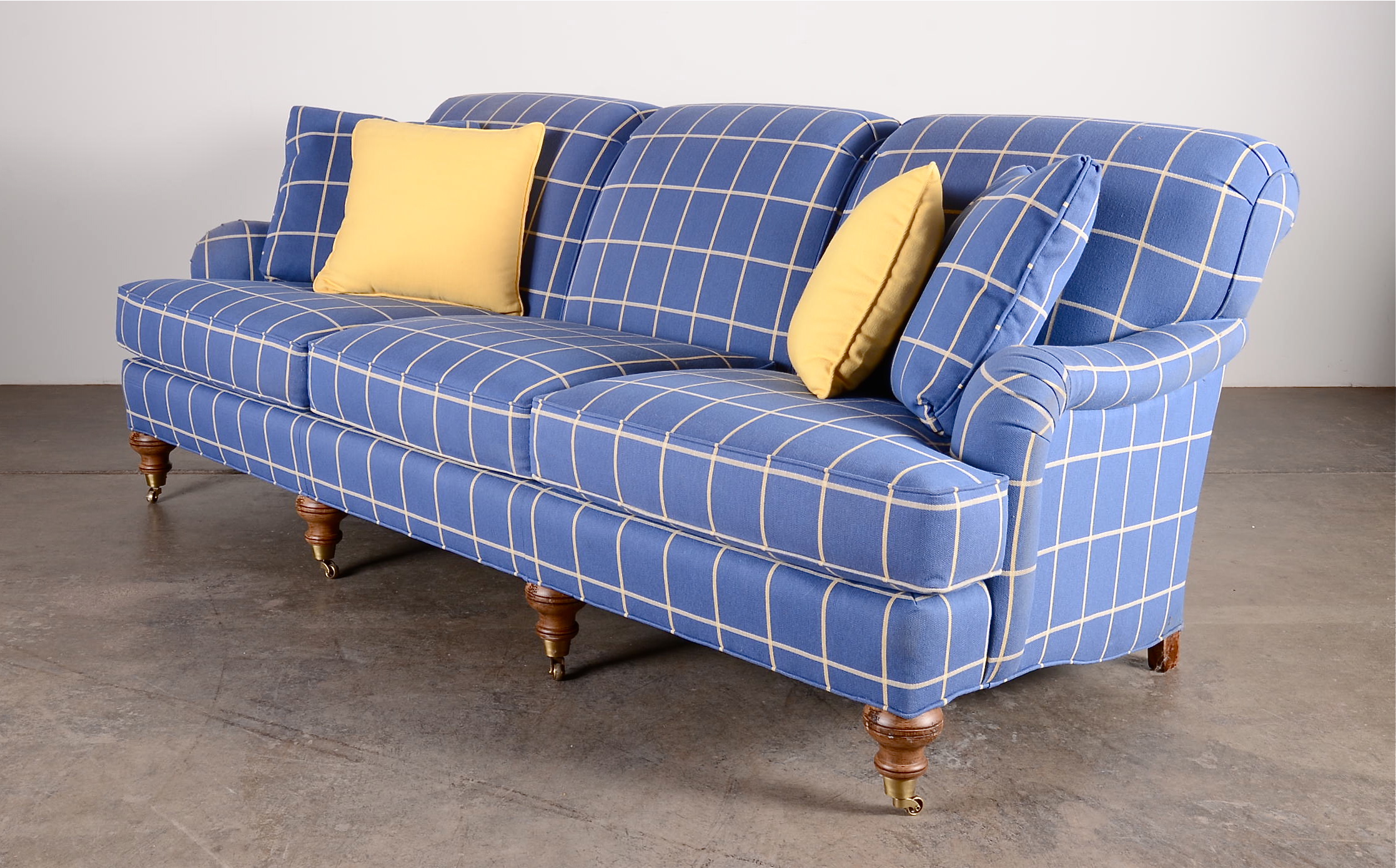 Blue and Yellow Plaid Sofa