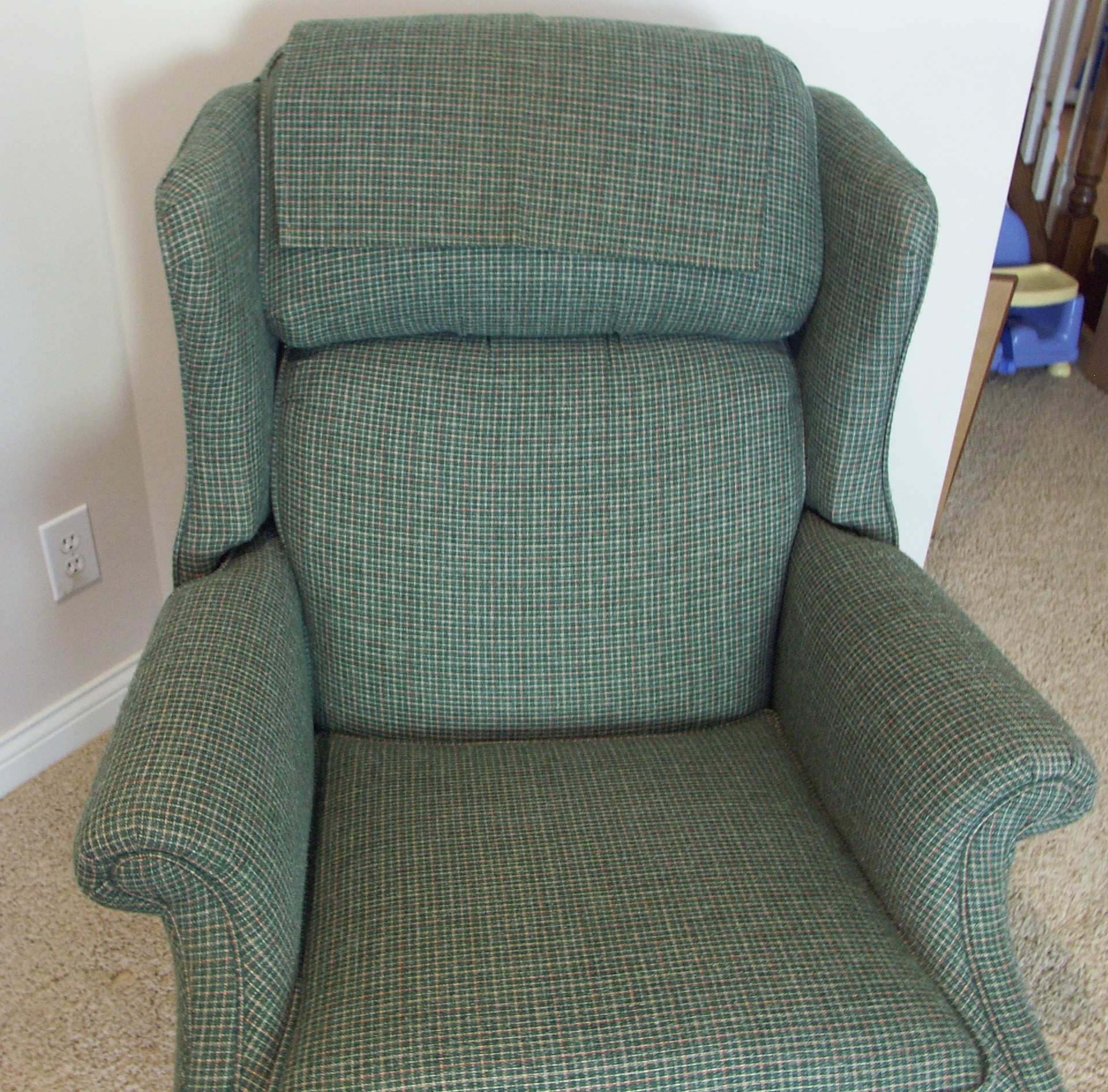 Green Plaid Tweed Chair