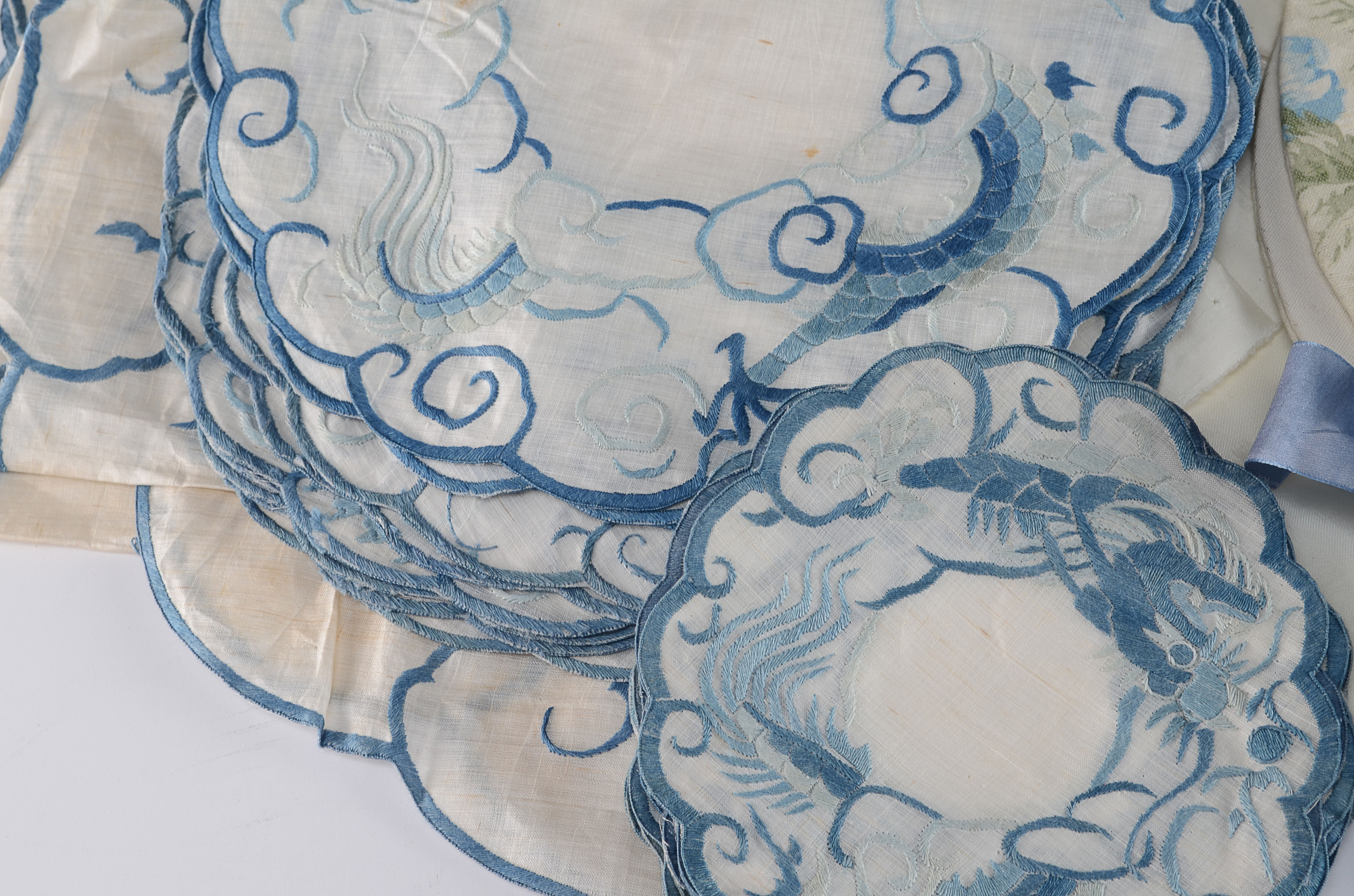 Vintage Chinese Embroidered Textile Linens 