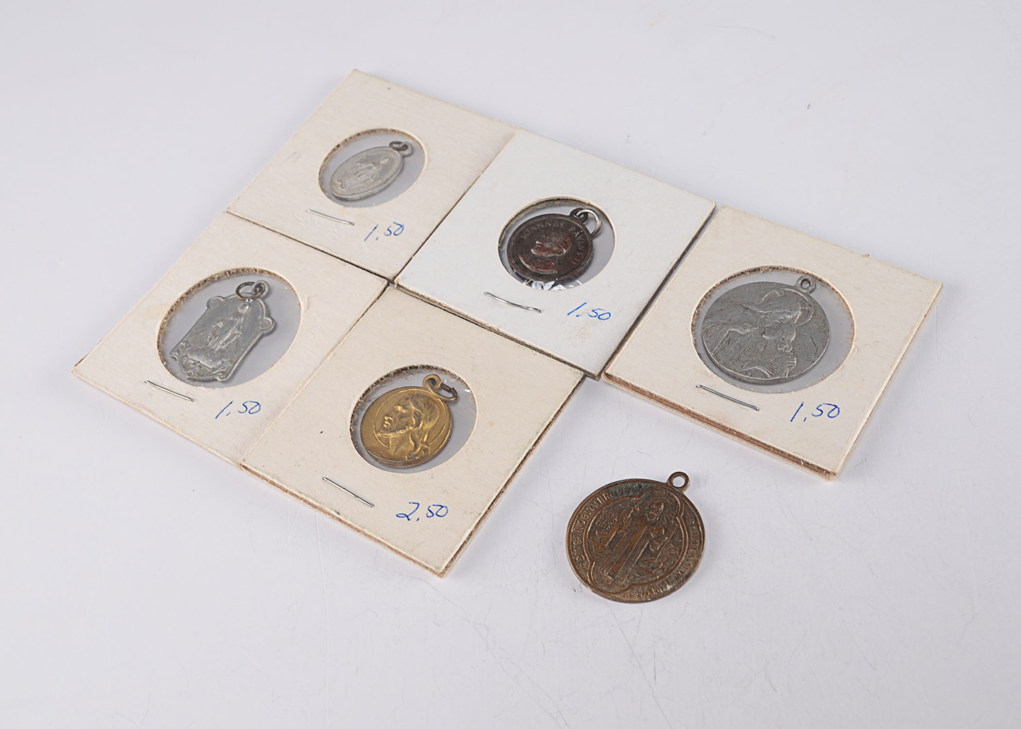 Group of (6) vintage religious tokens/pendants