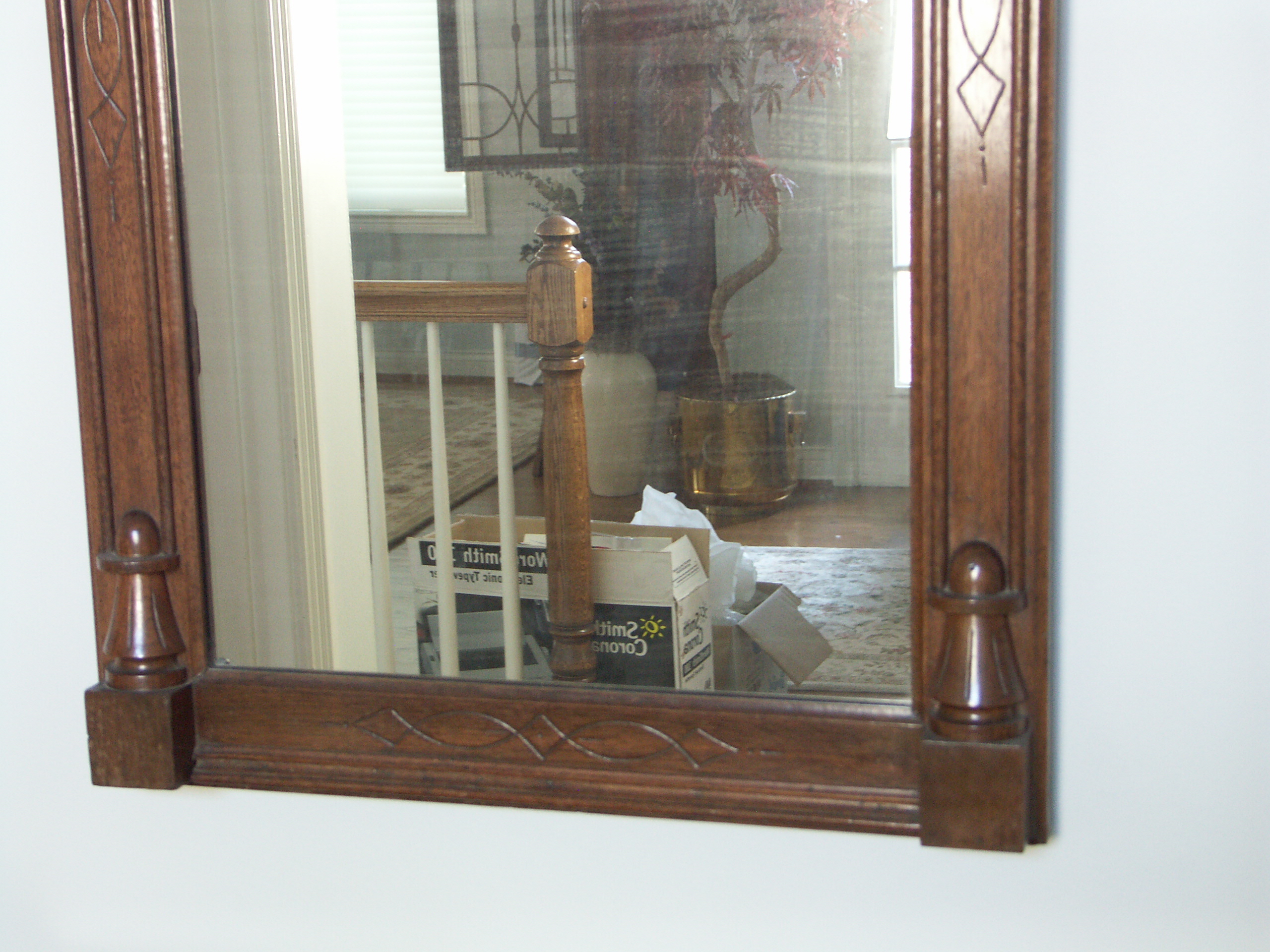 Eastlake Style Carved Oak Mirror