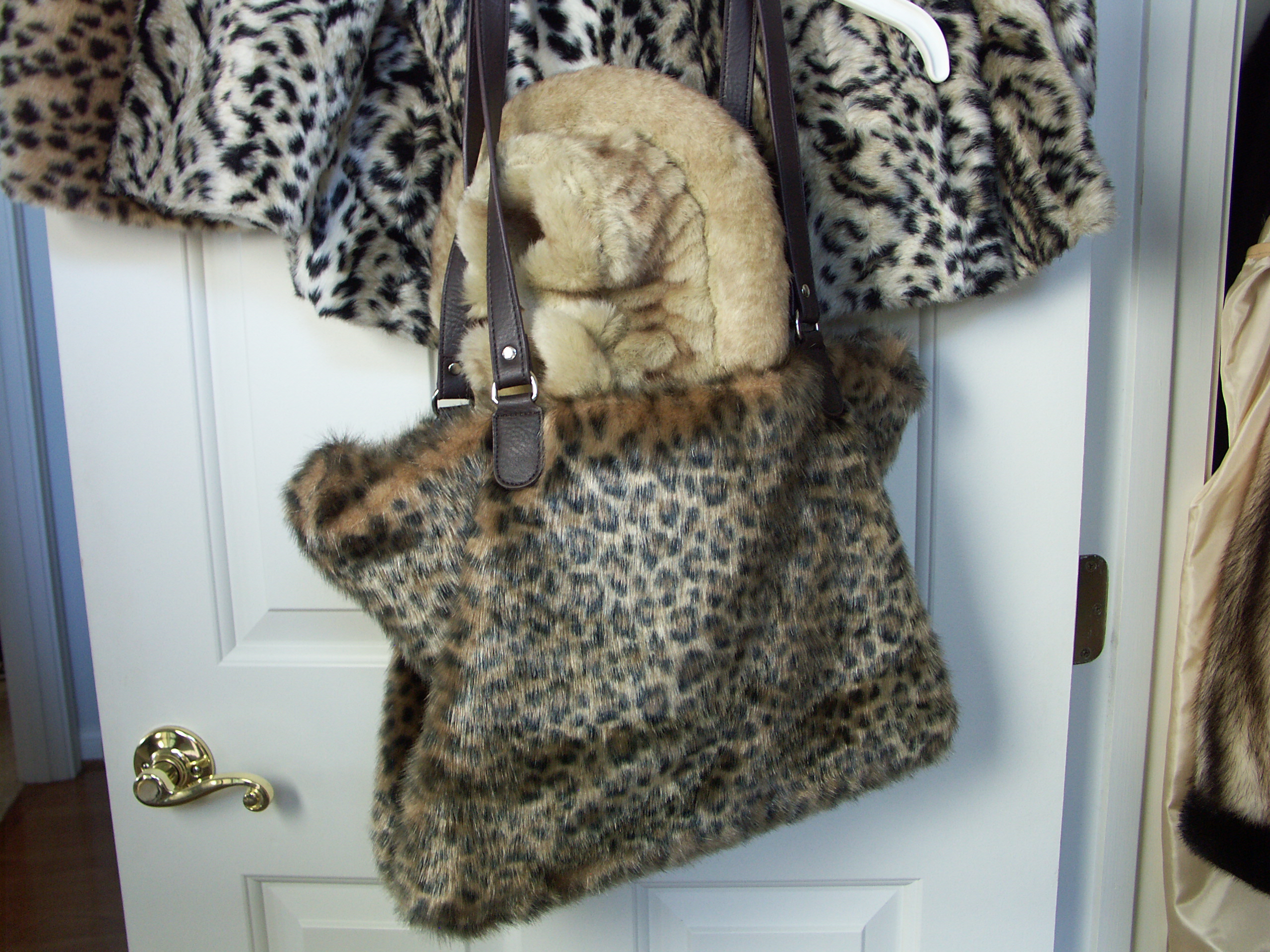 Faux Leopard Print Jackets and Purse