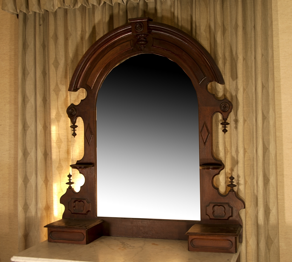 Victorian Dresser in Walnut with Fruit Pulls and a Mirror